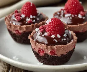 Delicious Marry Me Raspberry Chocolate Mousse Cups with fresh raspberries and smooth chocolate topping