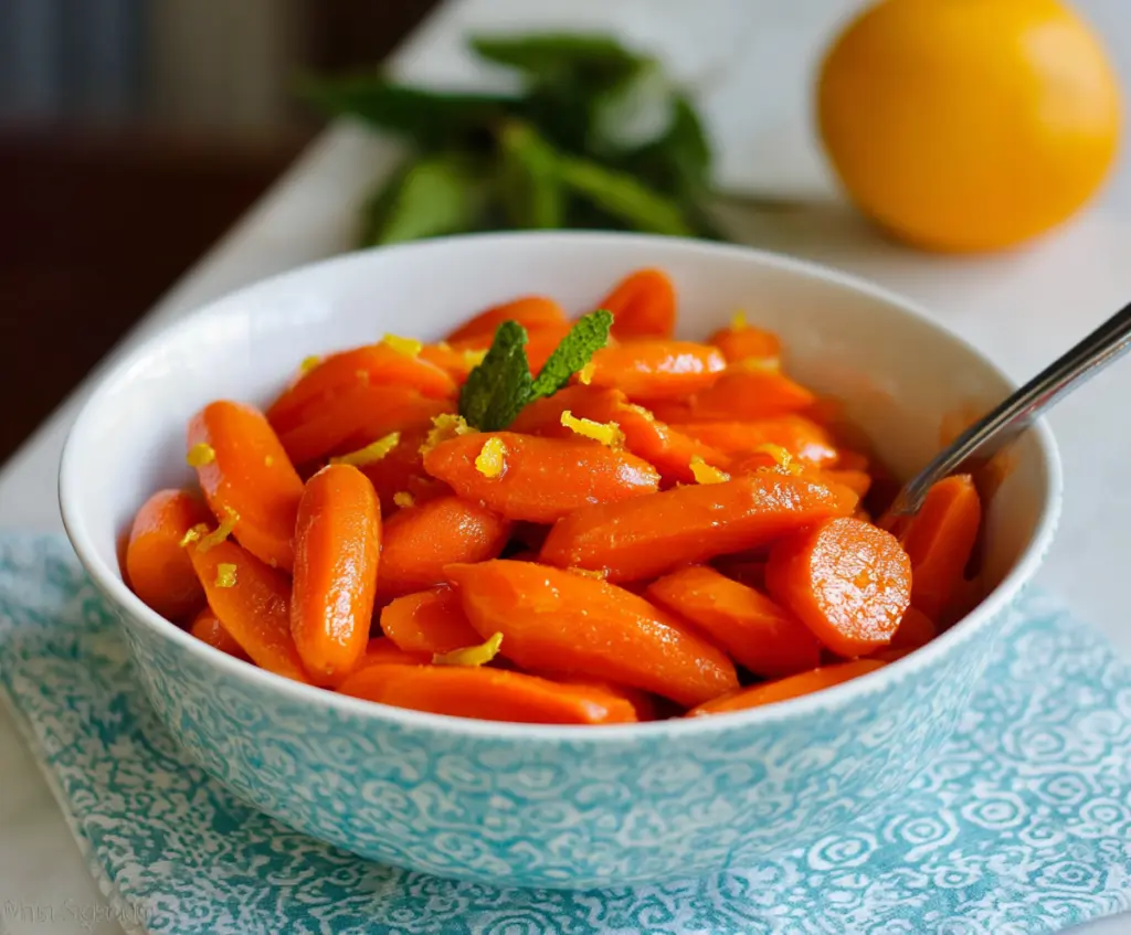 Delicious glazed carrots with orange and ginger, perfect for a healthy side dish.