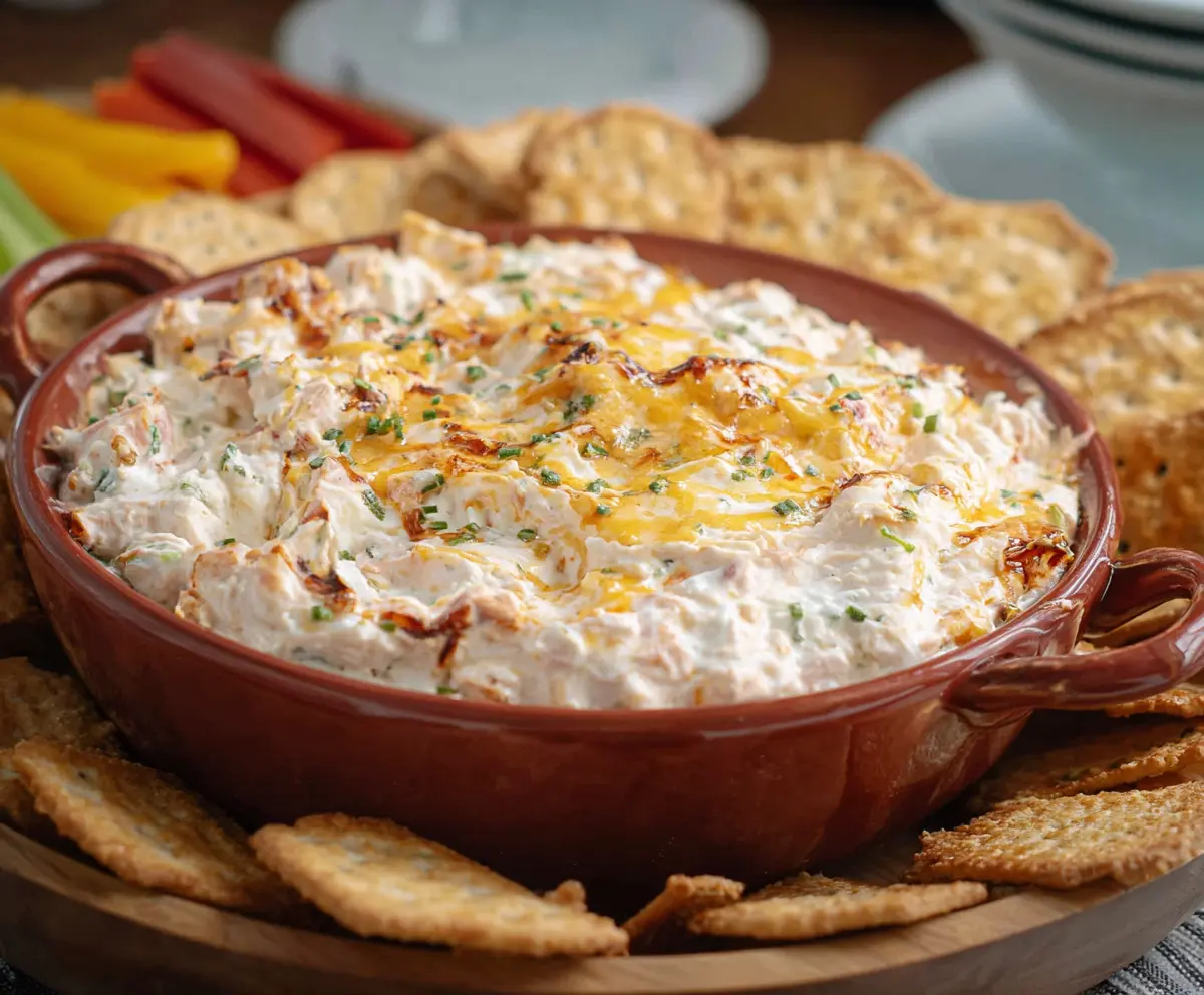 Creamy and cheesy boat dip served with crunchy chips, perfect for parties and gatherings.
