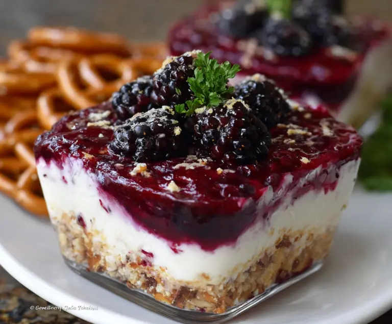 Blackberry Pretzel Dessert