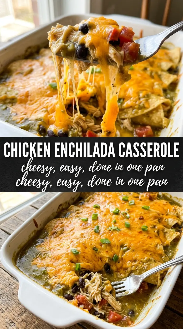 Chicken Enchilada Casserole cheesy layered