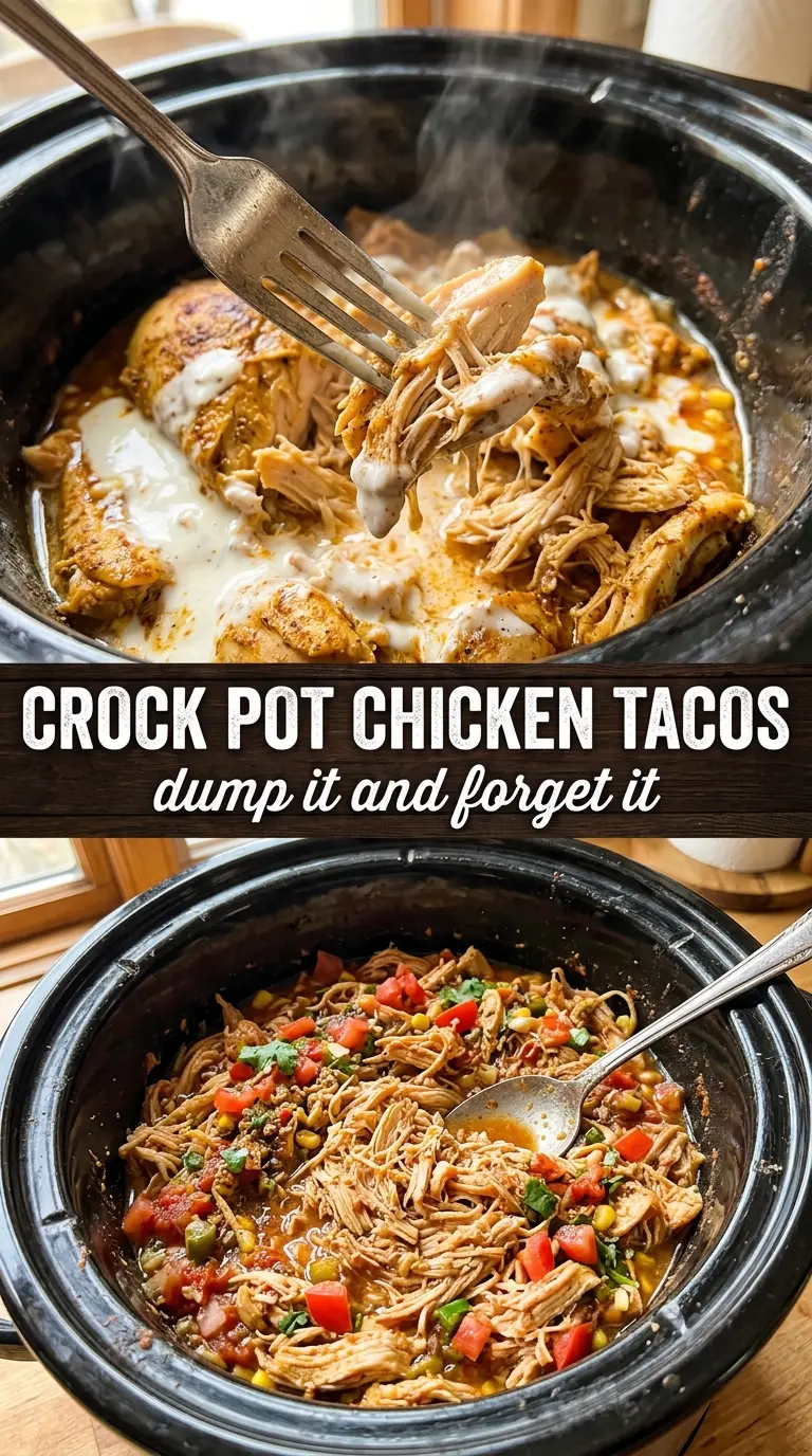 Crock Pot Chicken Tacos saucy shredded chicken
