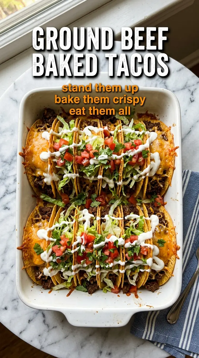 Ground Beef Baked Tacos crispy baked cheesy