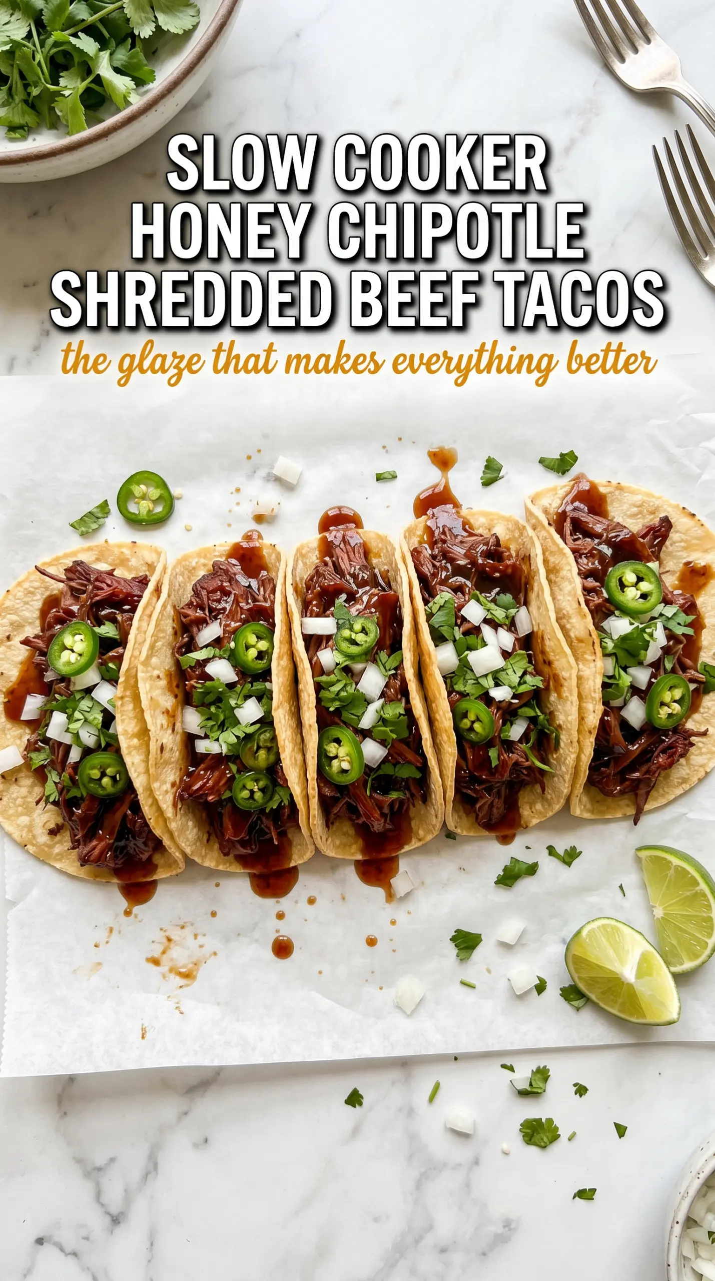 Slow Cooker Honey Chipotle Shredded Beef Tacos sweet smoky tender