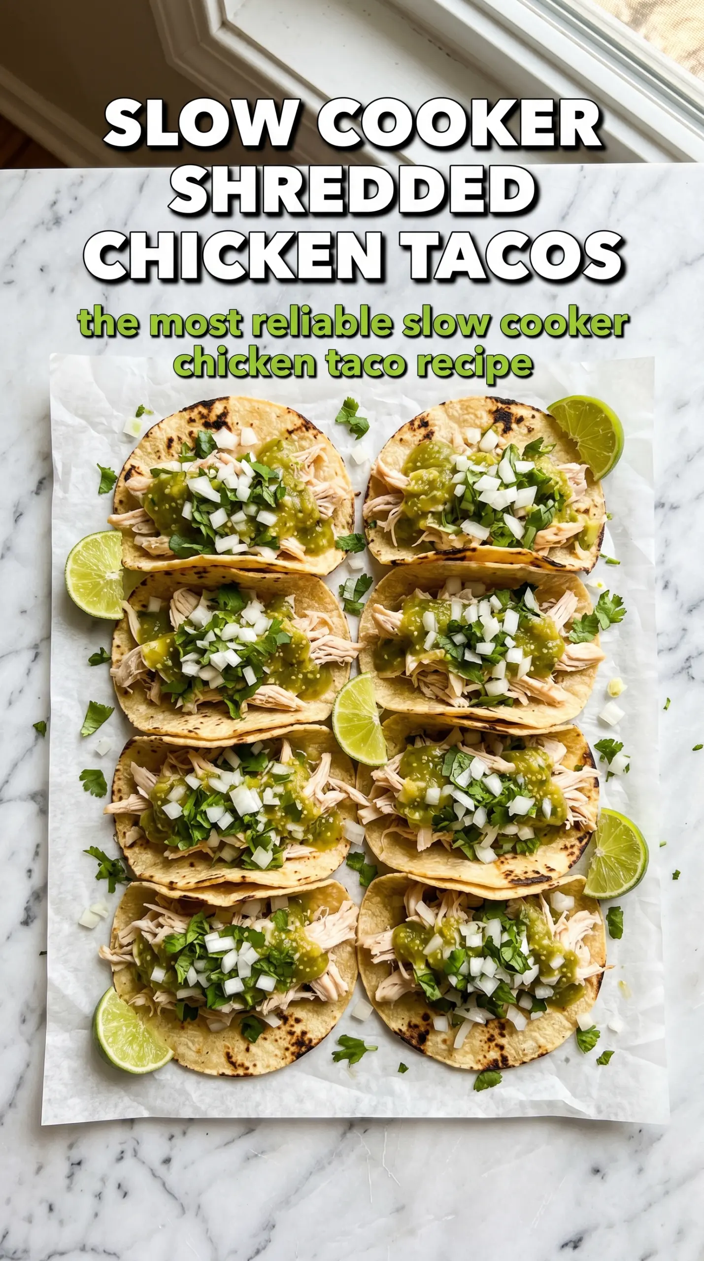 Slow Cooker Shredded Chicken Tacos saucy tender fresh