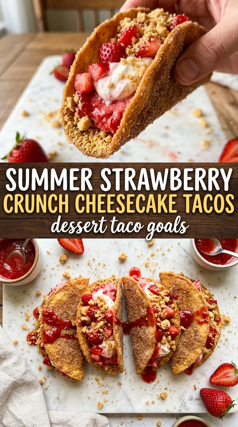 Summer Strawberry Crunch Cheesecake Tacos strawberry cheesecake crisp
