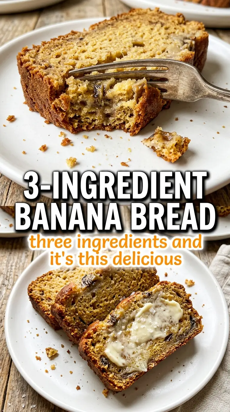 3-Ingredient Banana Bread golden tender crumb