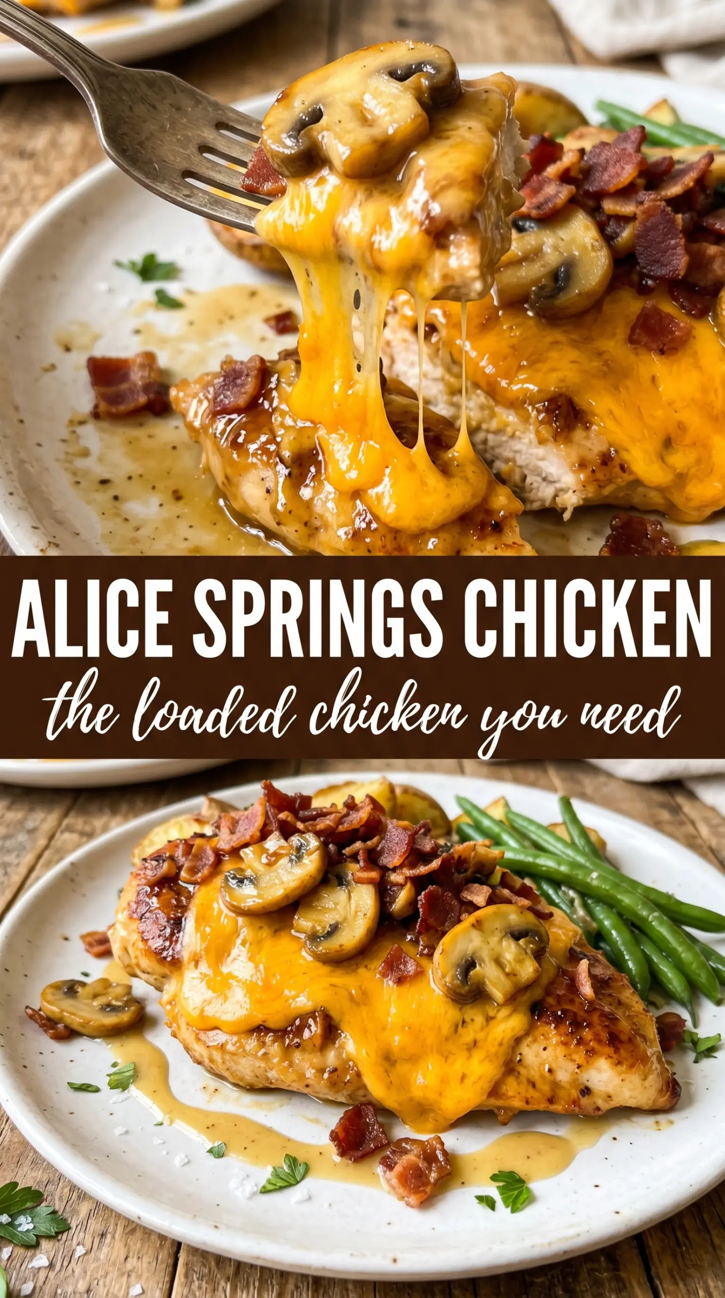 Alice Springs Chicken golden cheesy bacon mushrooms