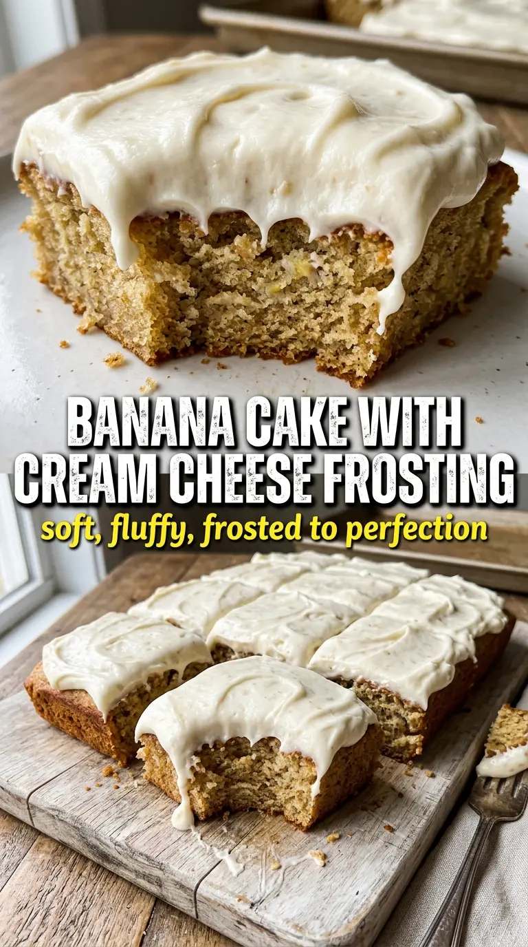 Banana Cake with Cream Cheese Frosting moist tangy sheet cake