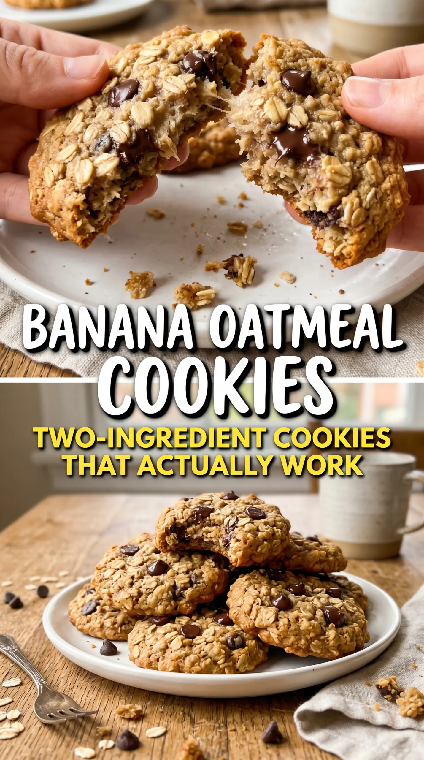 banana oatmeal cookies soft chewy chocolate chip