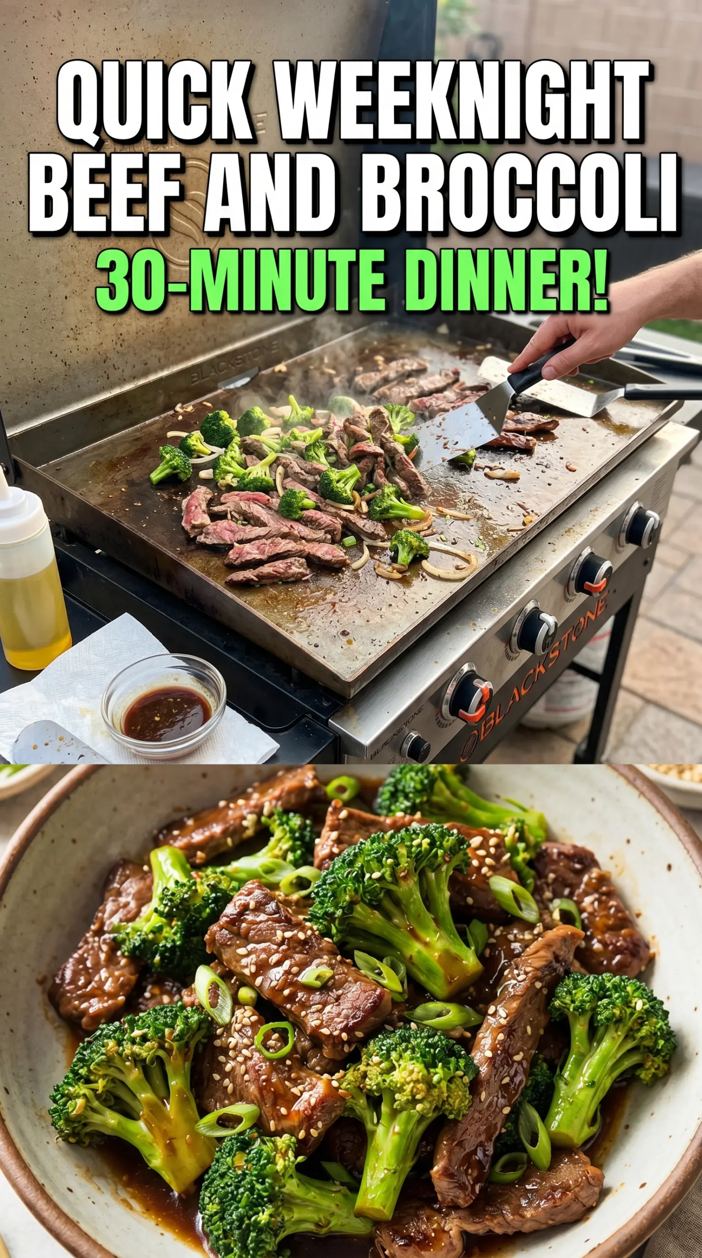 Blackstone Beef and Broccoli tender beef glossy sauce