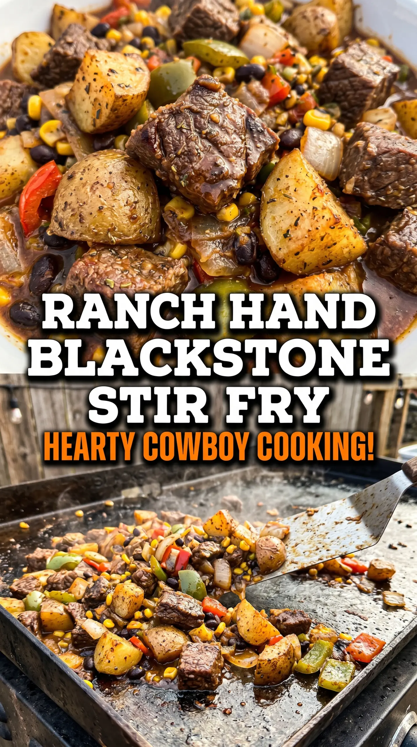 Blackstone Cowboy Stir Fry steak peppers corn