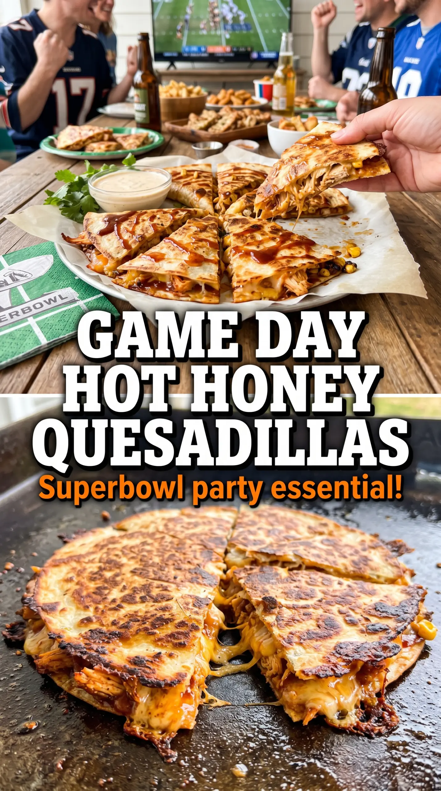 Blackstone Hot Honey BBQ Chicken Quesadillas melted cheese spicy sweet
