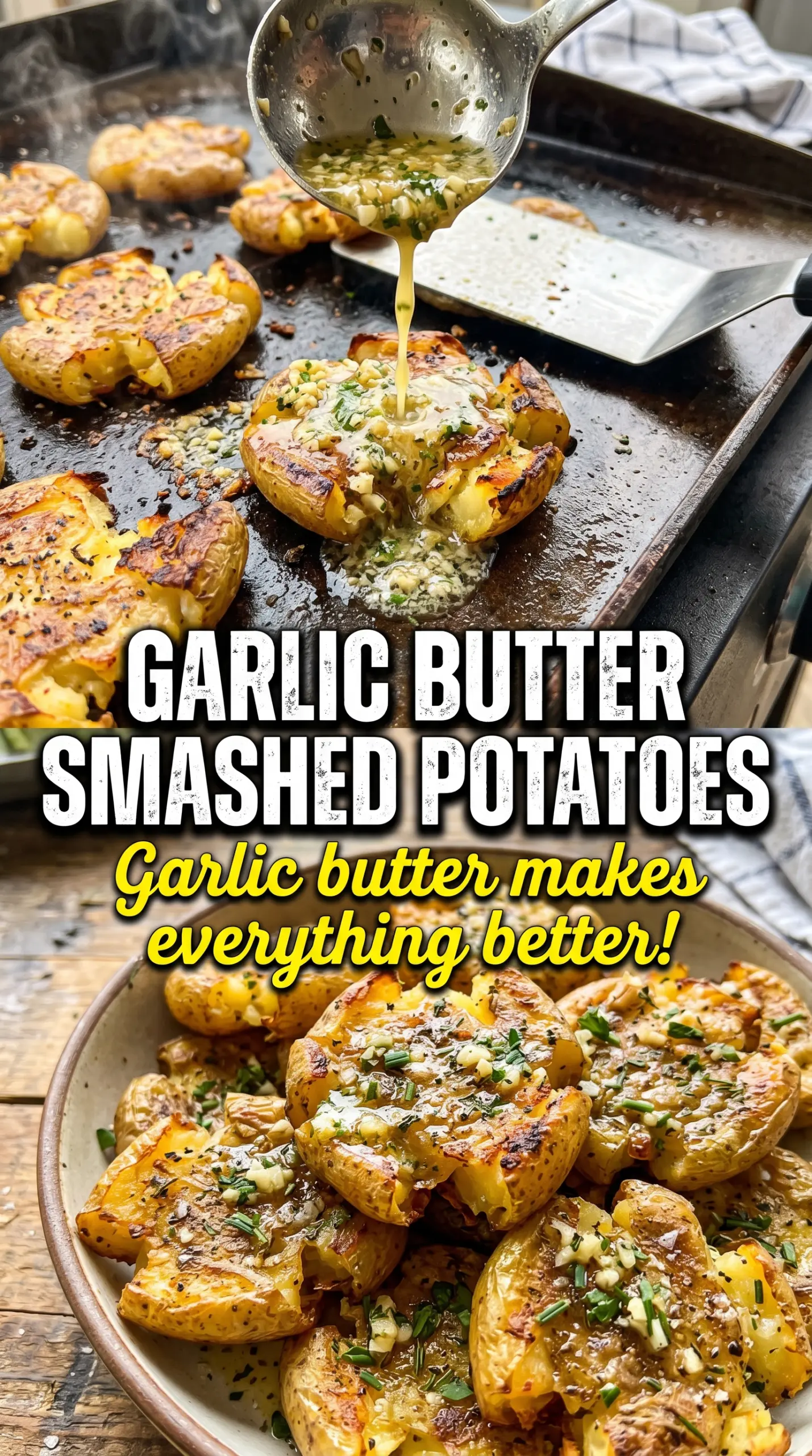 Blackstone Smashed Potatoes crispy golden garlicky