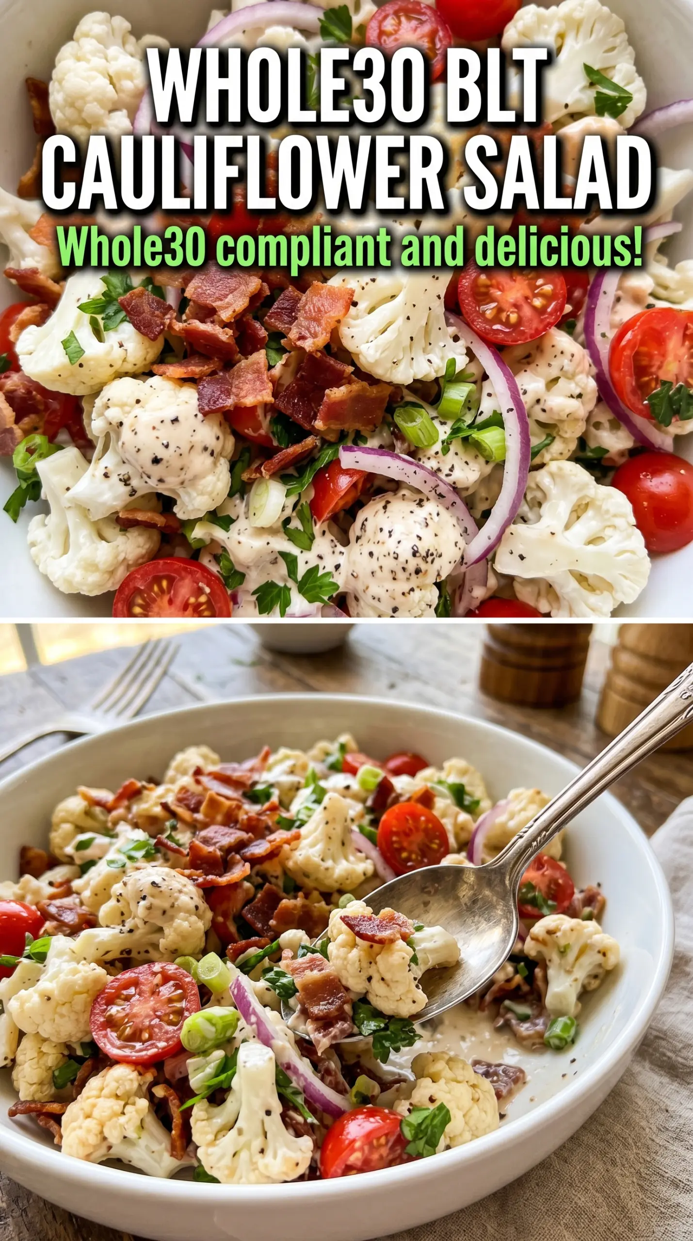 BLT Cauliflower Salad roasted bacon creamy