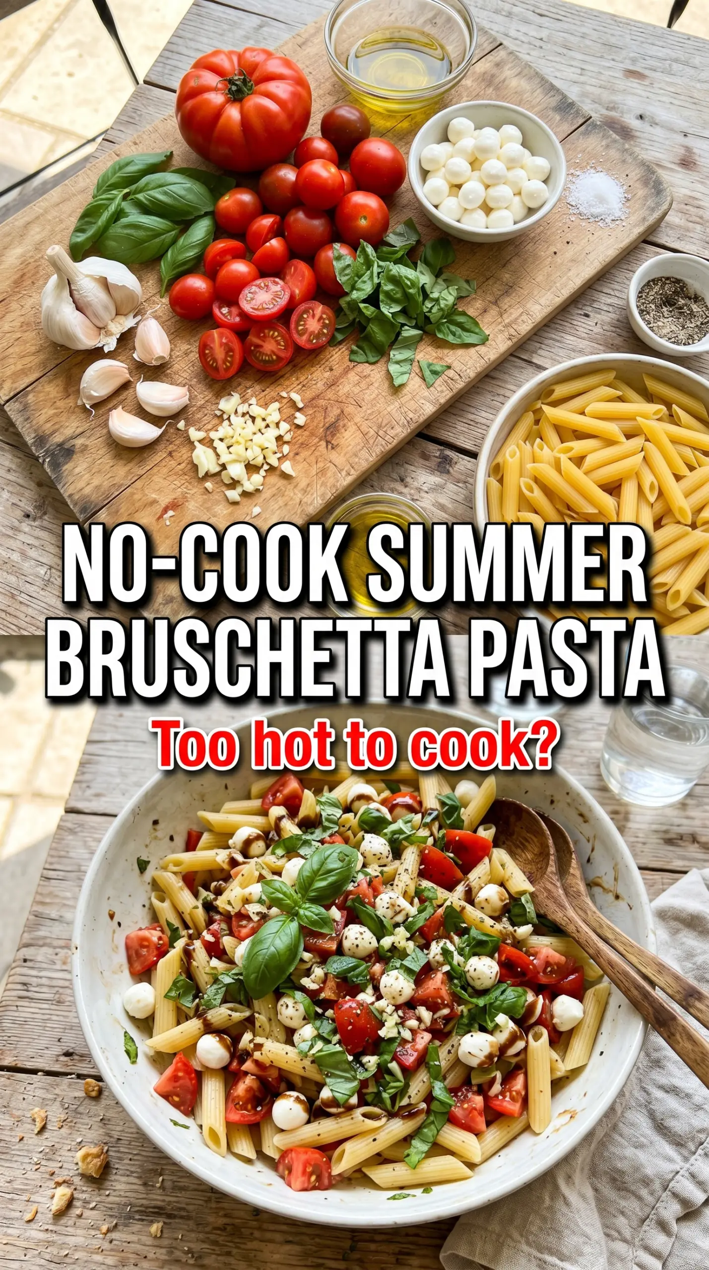 Bruschetta Pasta Salad fresh tomato basil