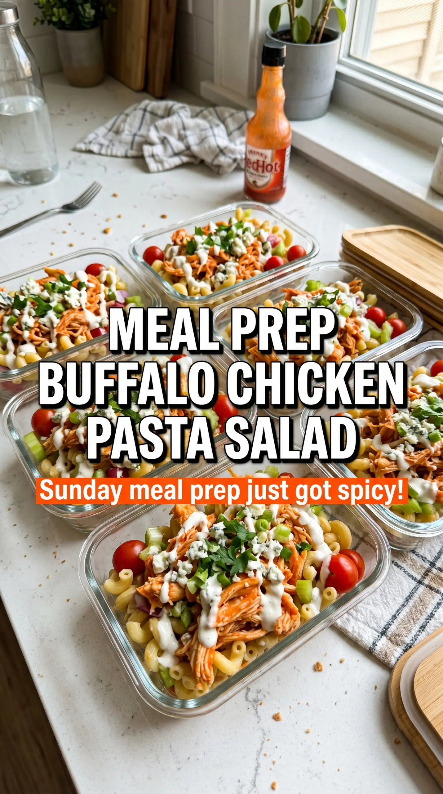 Buffalo Chicken Pasta Salad creamy spicy crunchy