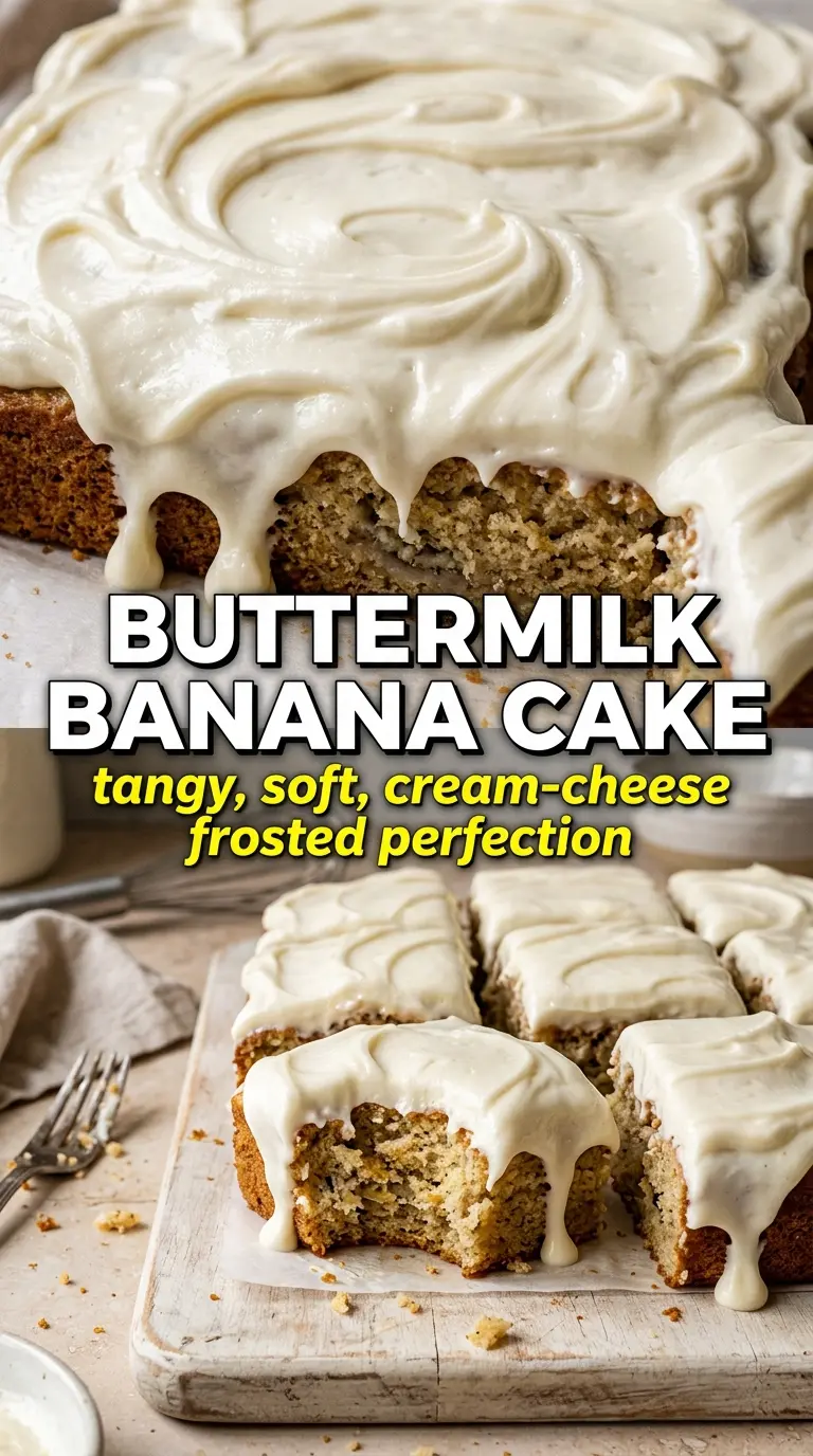 Buttermilk Banana Cake moist tangy frosted
