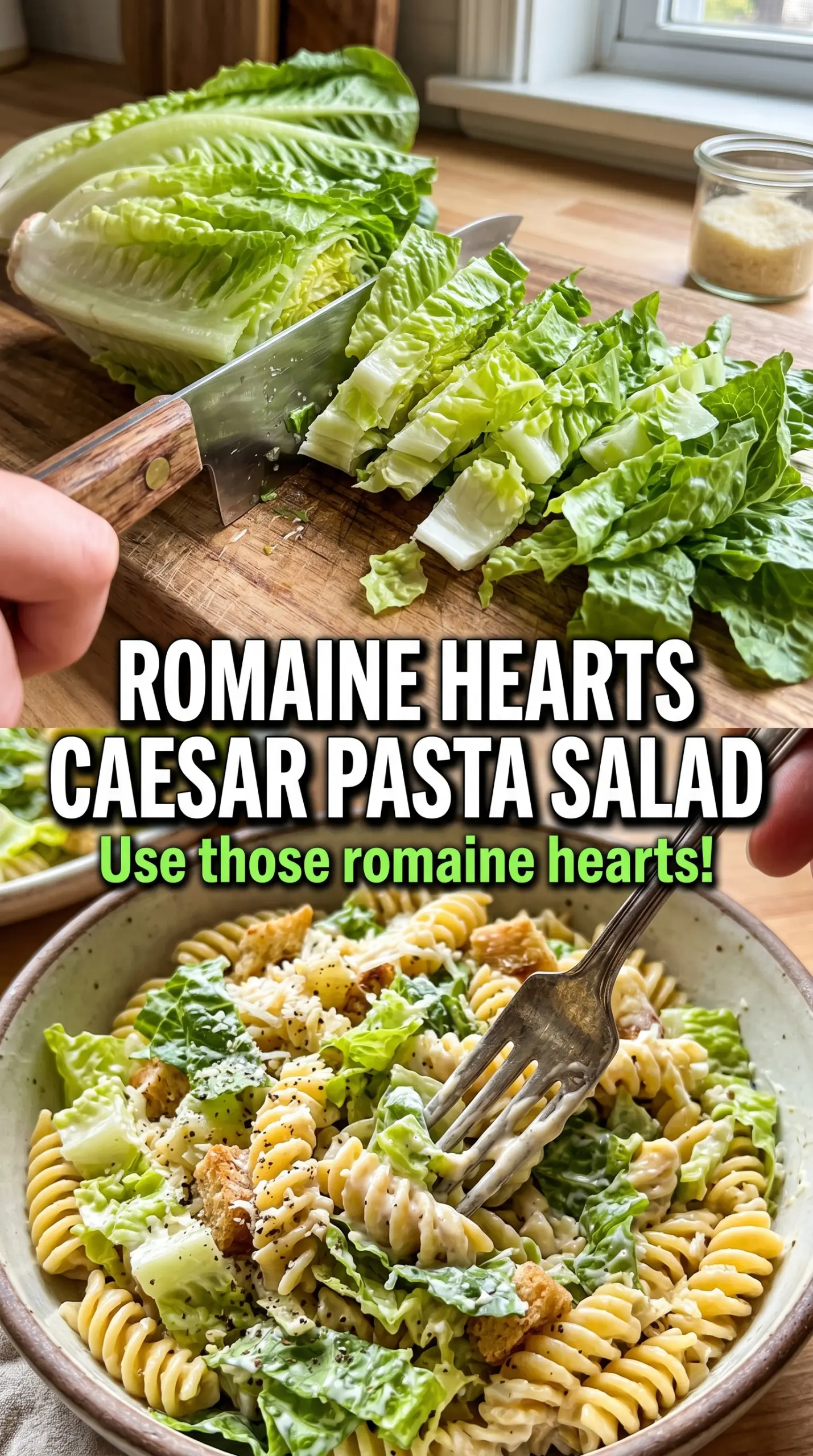 Chicken Caesar Pasta Salad creamy crunchy