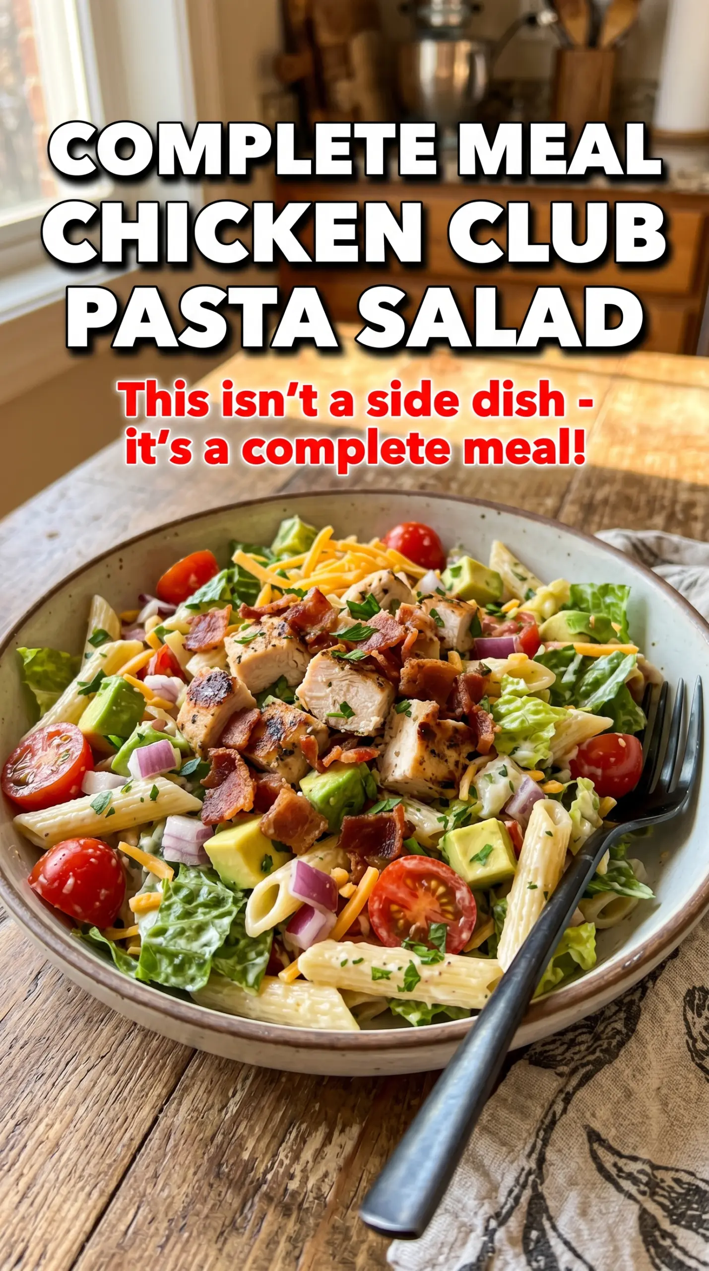 Chicken Club Pasta Salad creamy bacon tomato