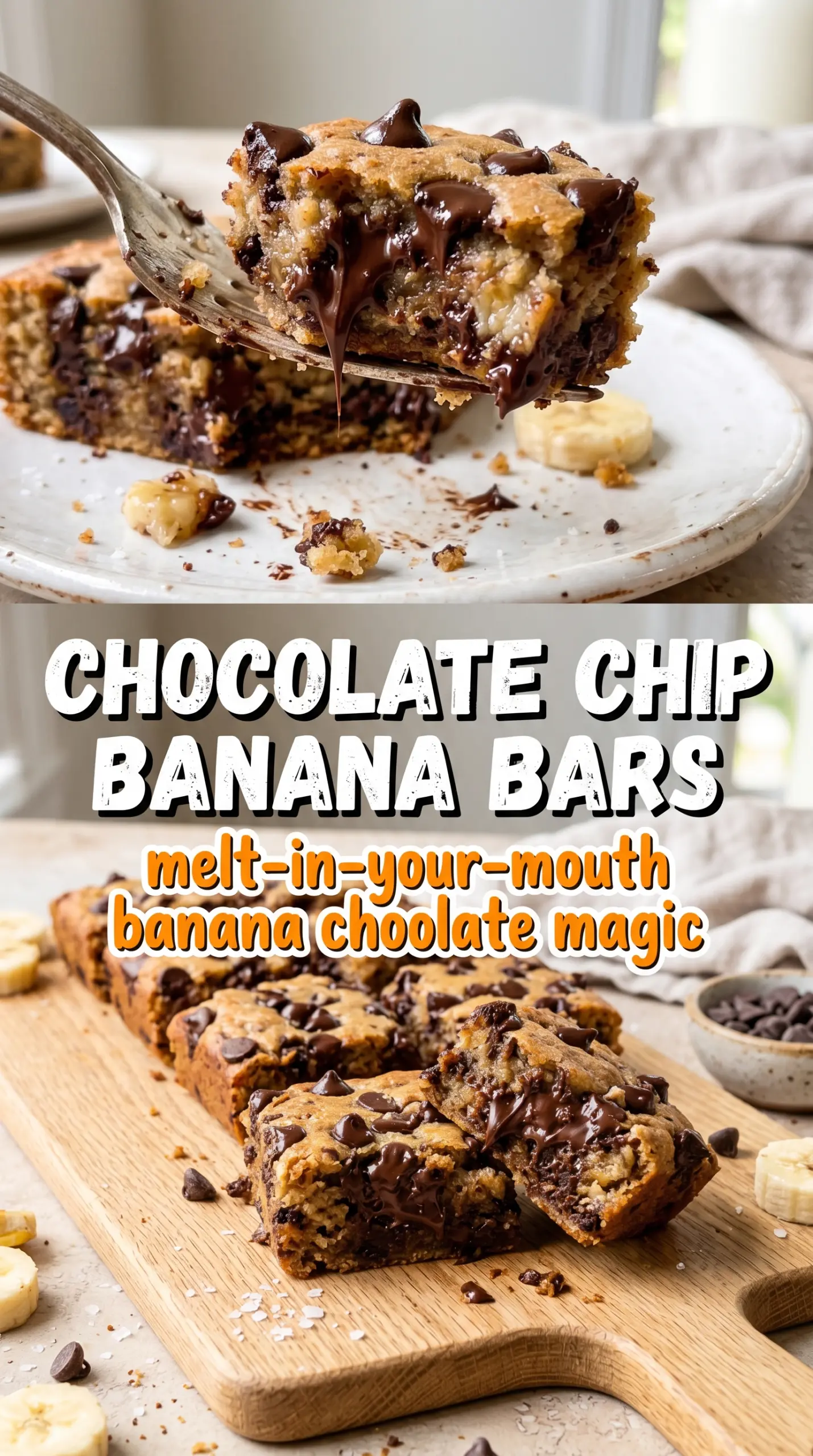 Chocolate Chip Banana Bars soft chewy golden