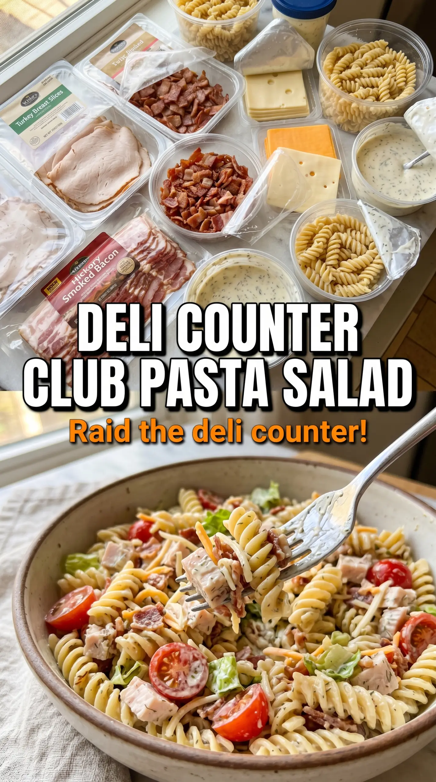 Club Chicken Pasta Salad chicken bacon tomato cheddar