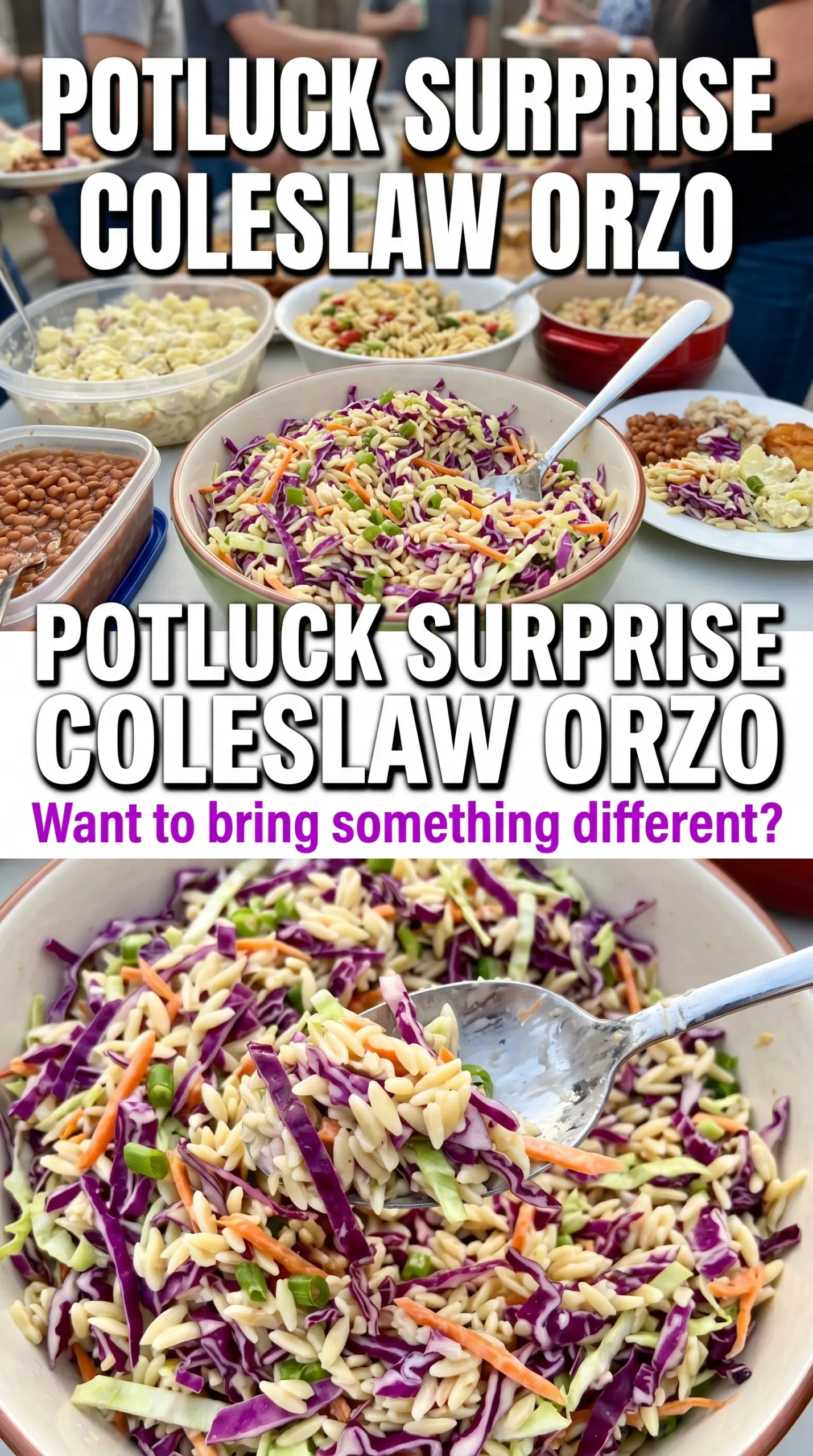 Coleslaw Orzo Salad creamy crunchy pasta