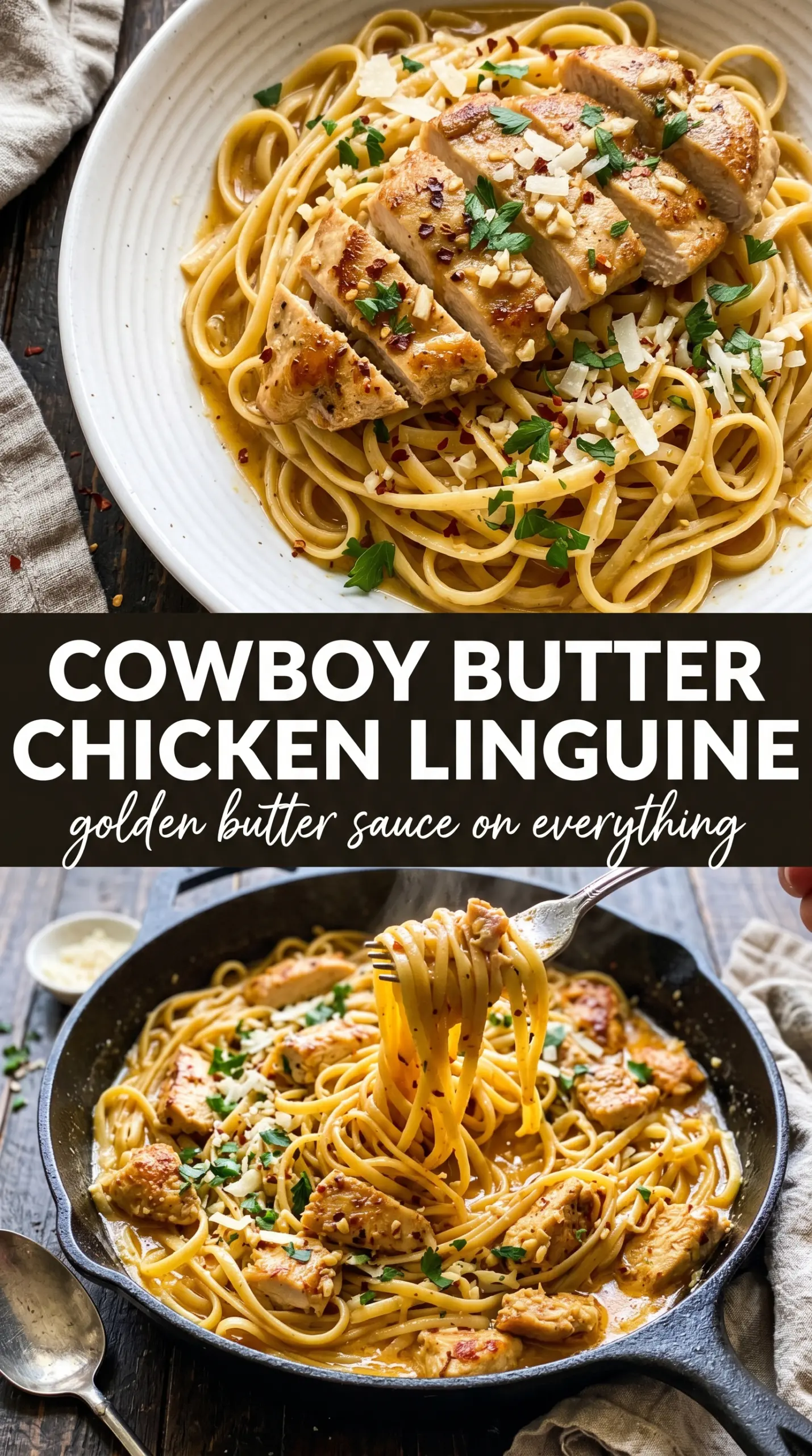 Cooked chicken with sauce and garnish