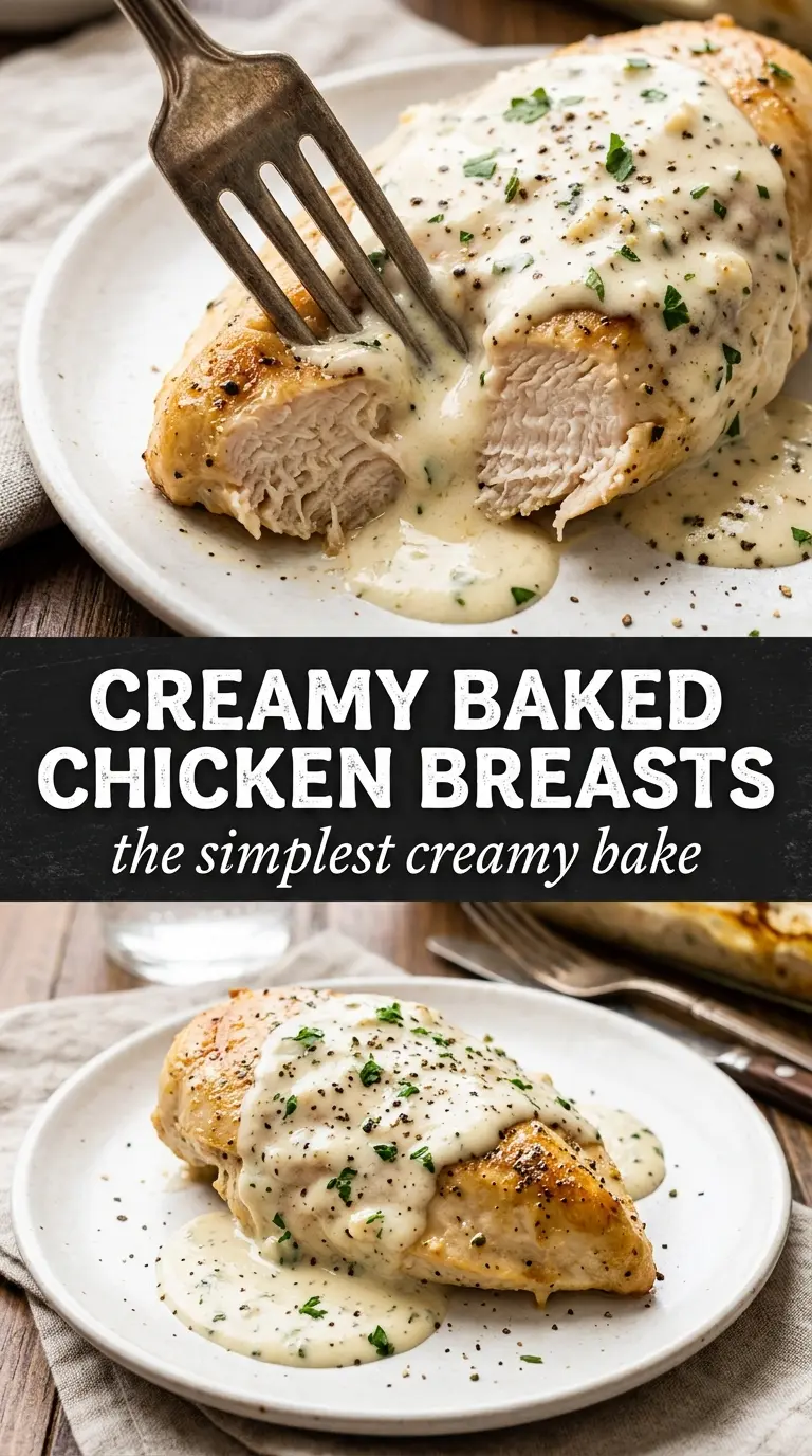 Creamy baked chicken breasts golden bubbly
