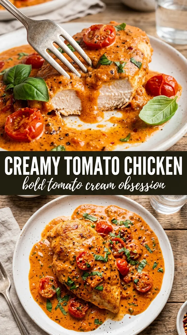 creamy tomato chicken rosy pink garlic basil