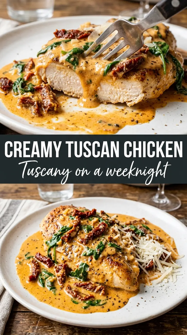 Creamy Tuscan Chicken golden seared chicken sun-dried tomato spinach