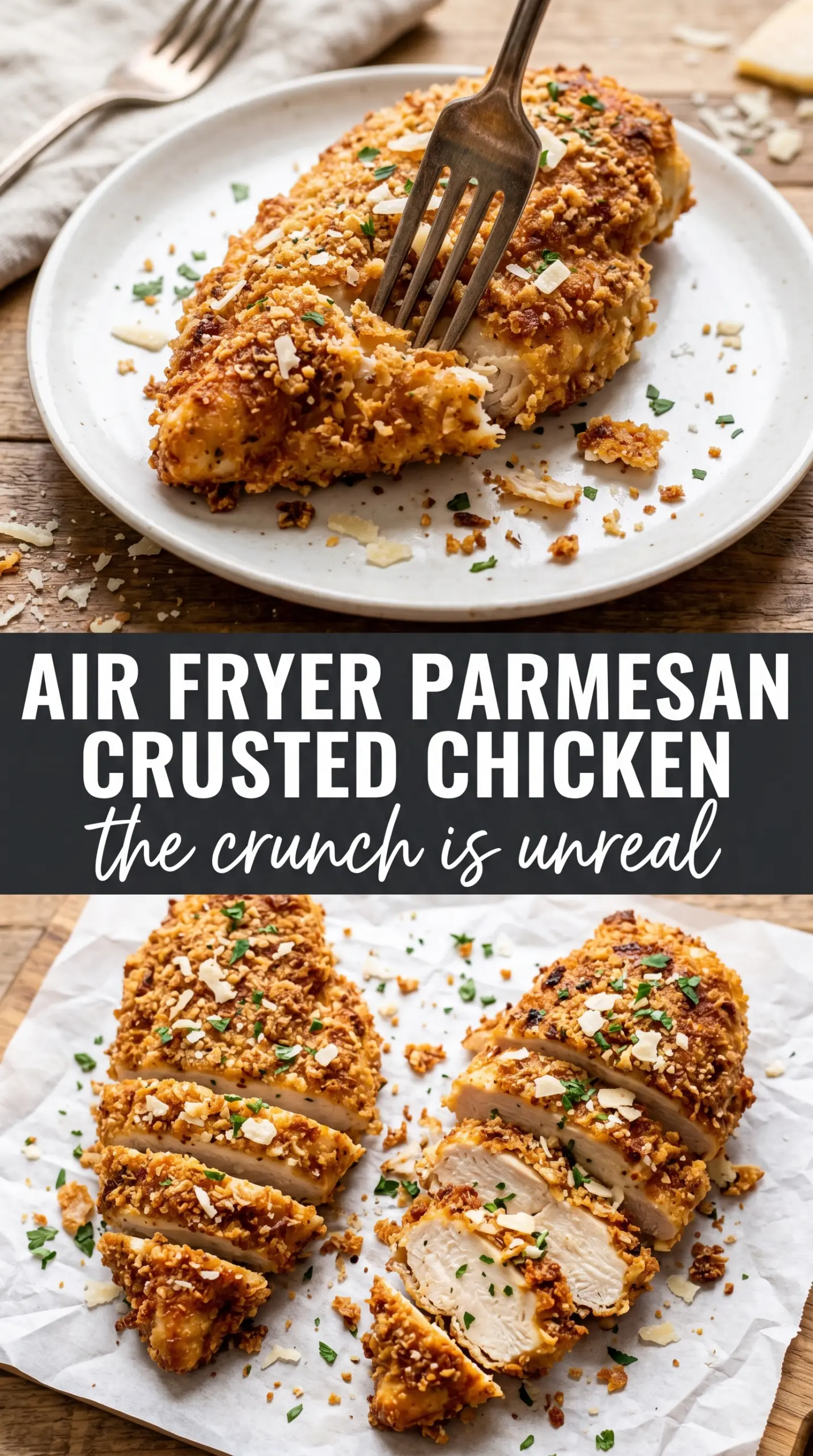 Crispy Air Fryer Parmesan Crusted Chicken golden crunchy juicy