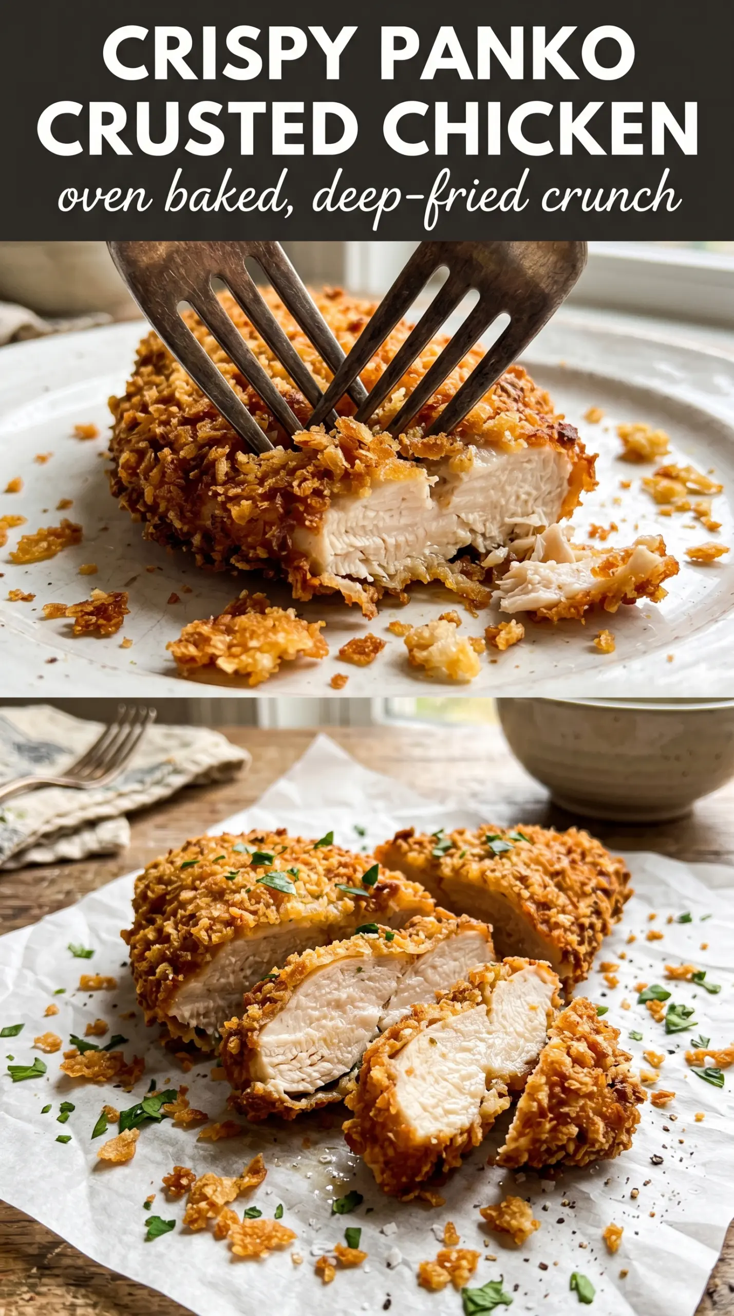 Crispy panko crusted chicken breasts crunchy golden juicy