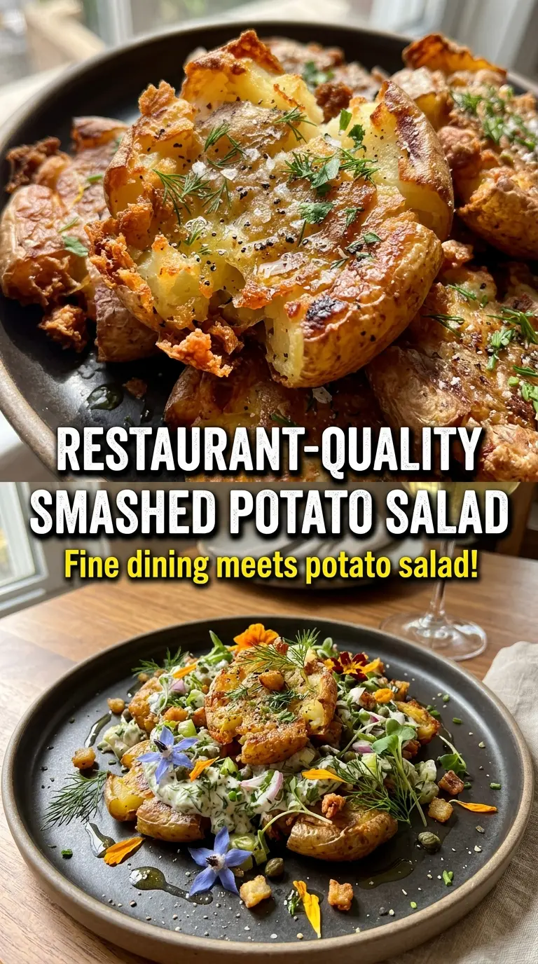 Crispy Smashed Potato Salad golden crunchy herb-loaded