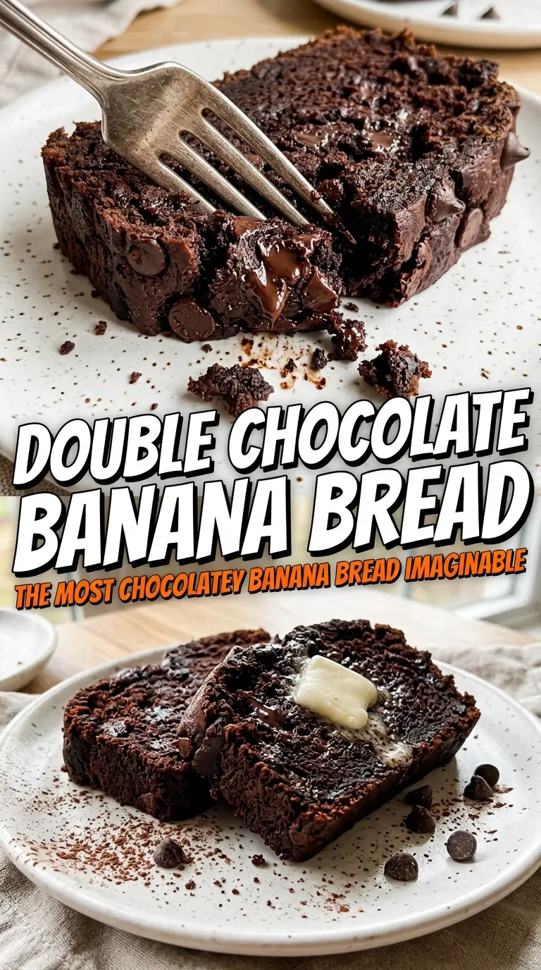 Double Chocolate Banana Bread, fudgy dark rich