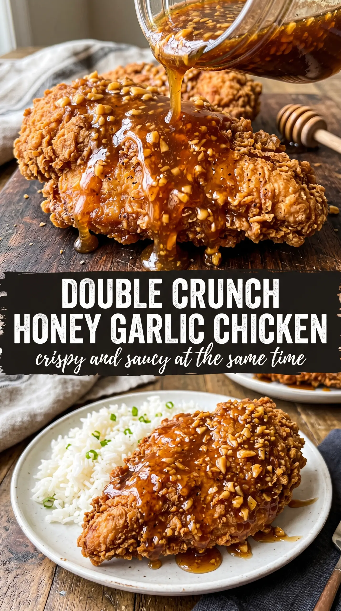Double Crunch Honey Garlic Chicken Breasts crispy glazed