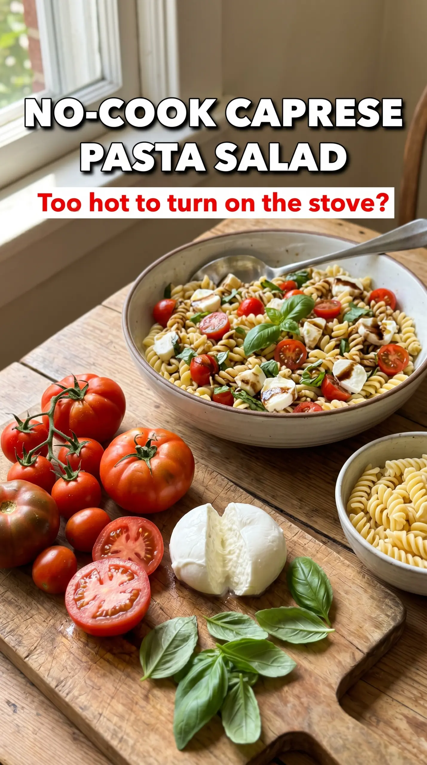 Easy Caprese Pasta Salad fresh mozzarella tomatoes basil