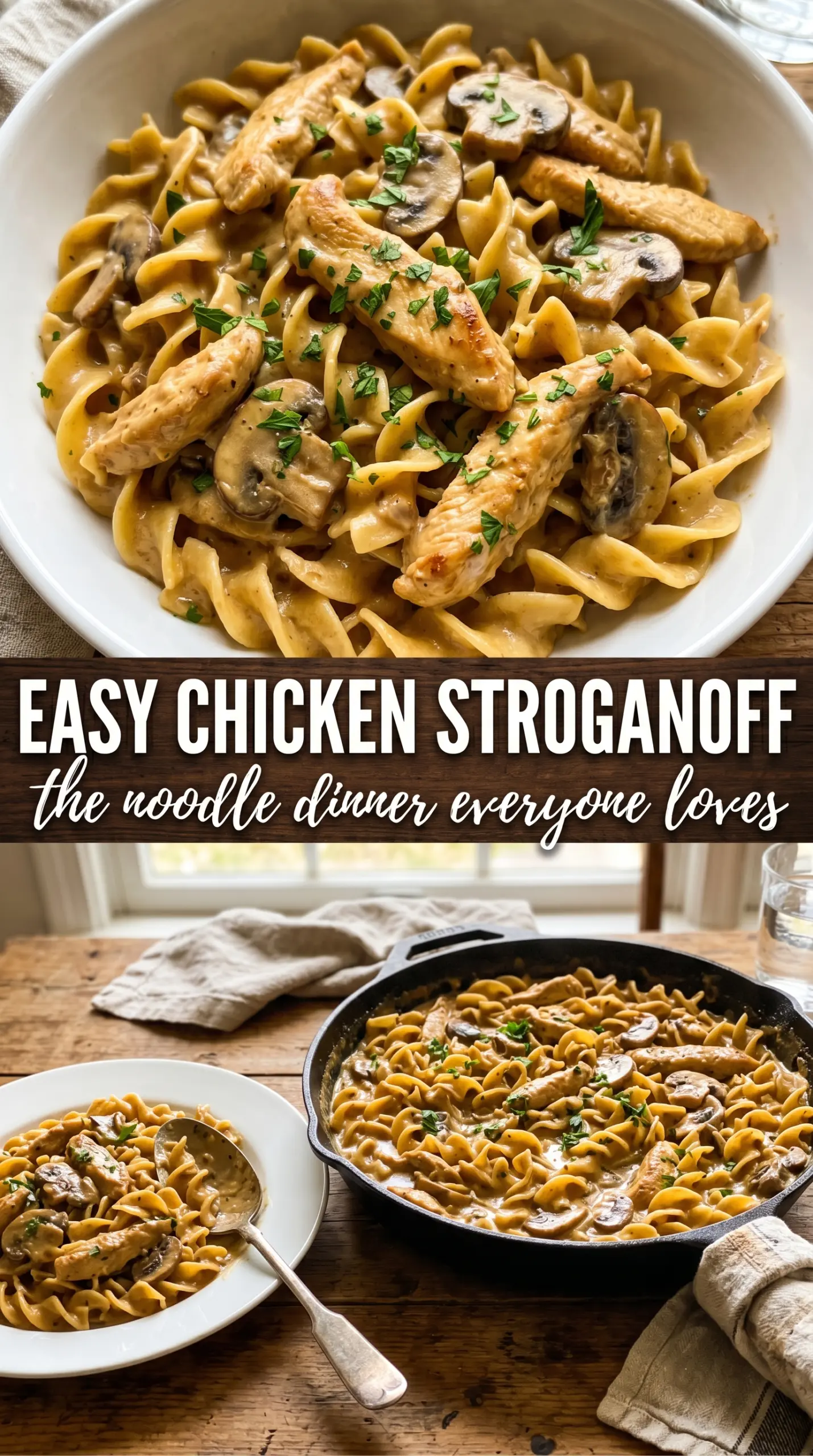 Easy Chicken Stroganoff creamy mushroom noodles