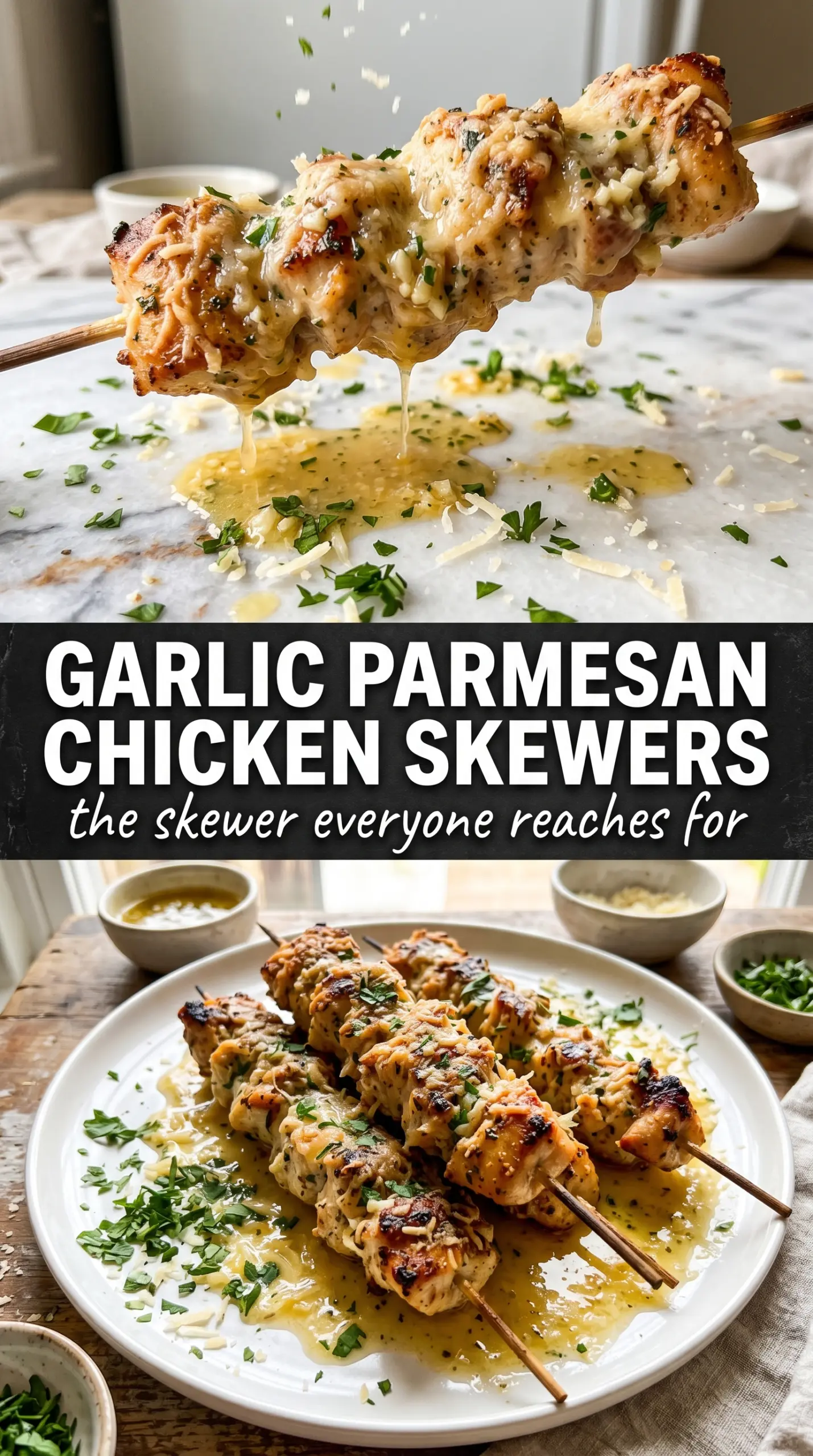 Garlic Parmesan Chicken Skewers golden grilled