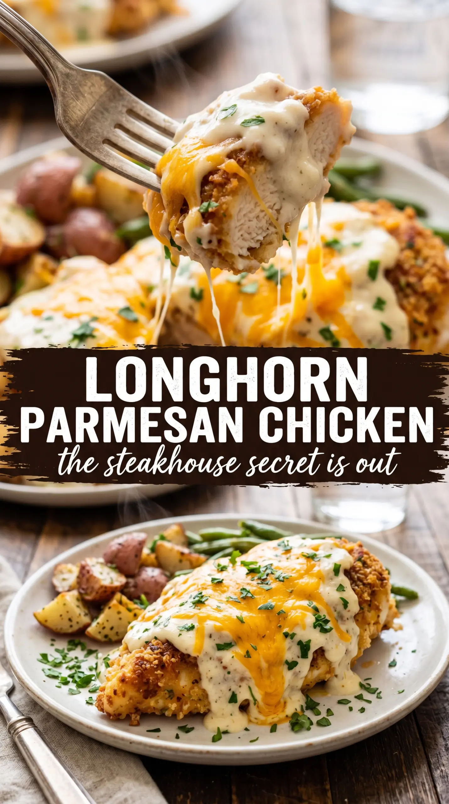 Longhorn Steakhouse Parmesan Chicken golden melted cheesy