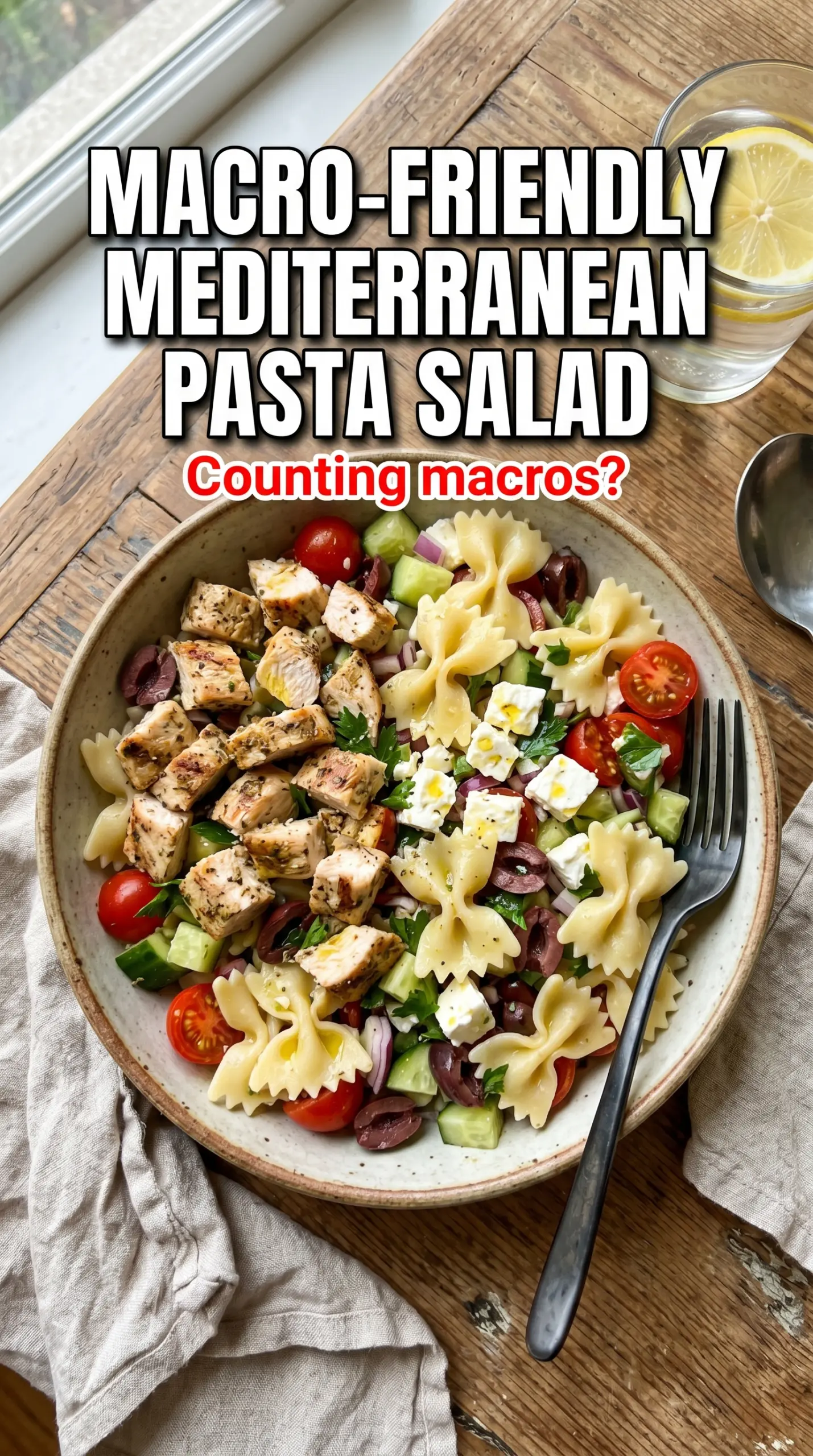 Mediterranean Chicken Pasta Salad grilled chicken feta olives