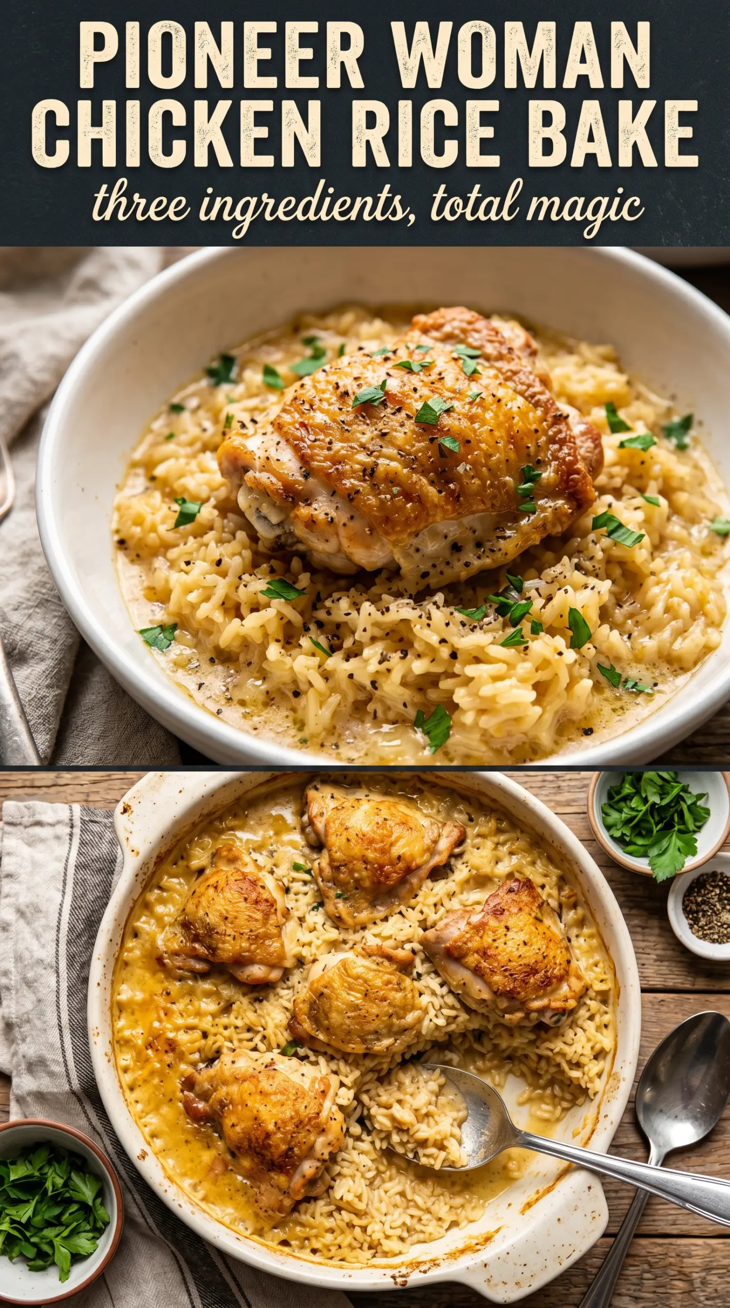 Pioneer Woman chicken rice bake savory golden