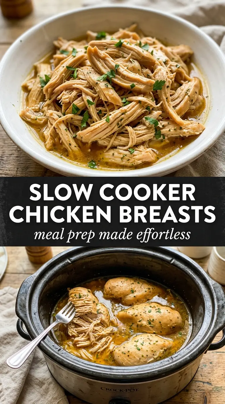 Slow cooker chicken breasts juicy tender seasoned