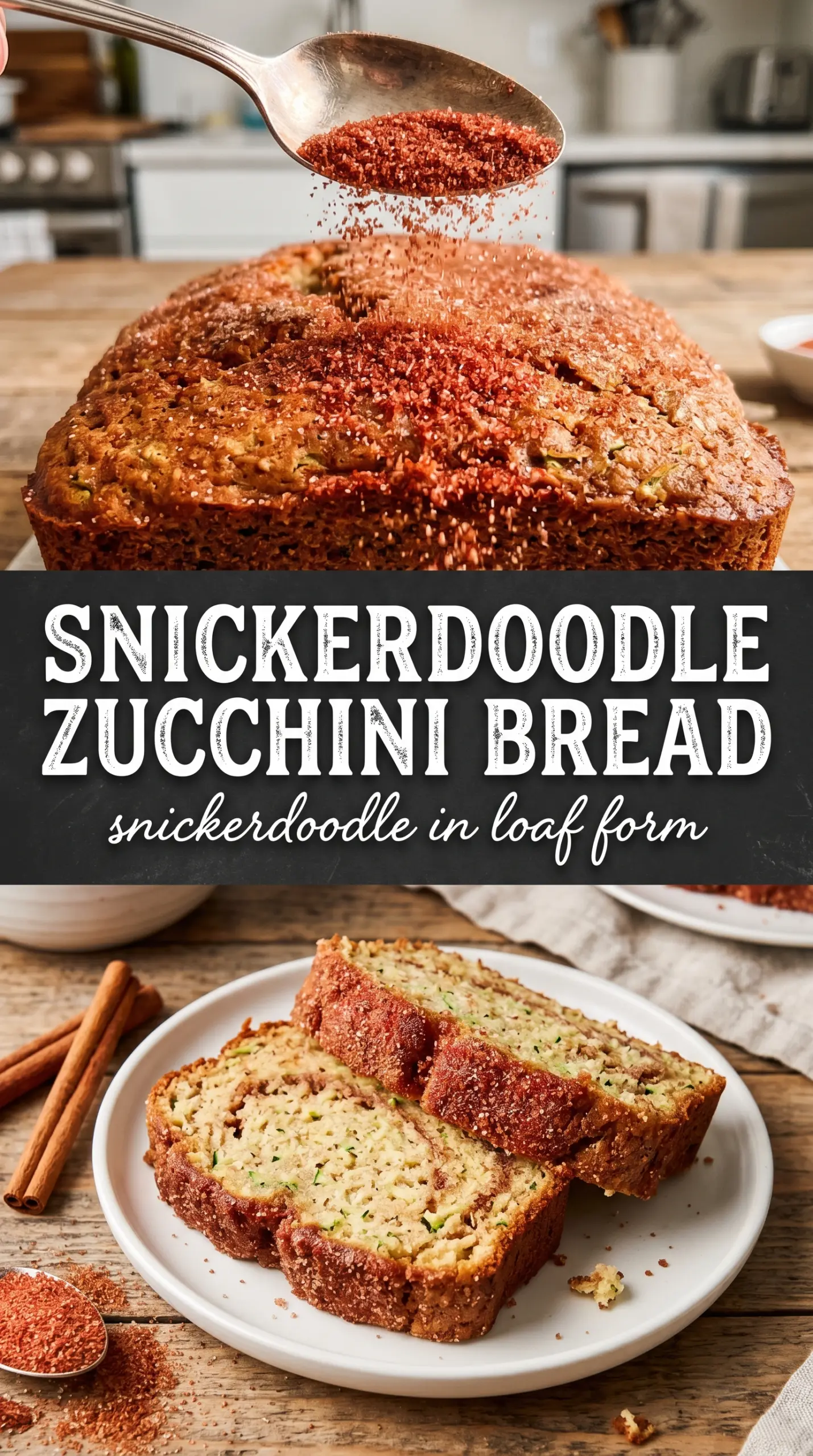 Snickerdoodle Zucchini Bread crackled cinnamon sugar