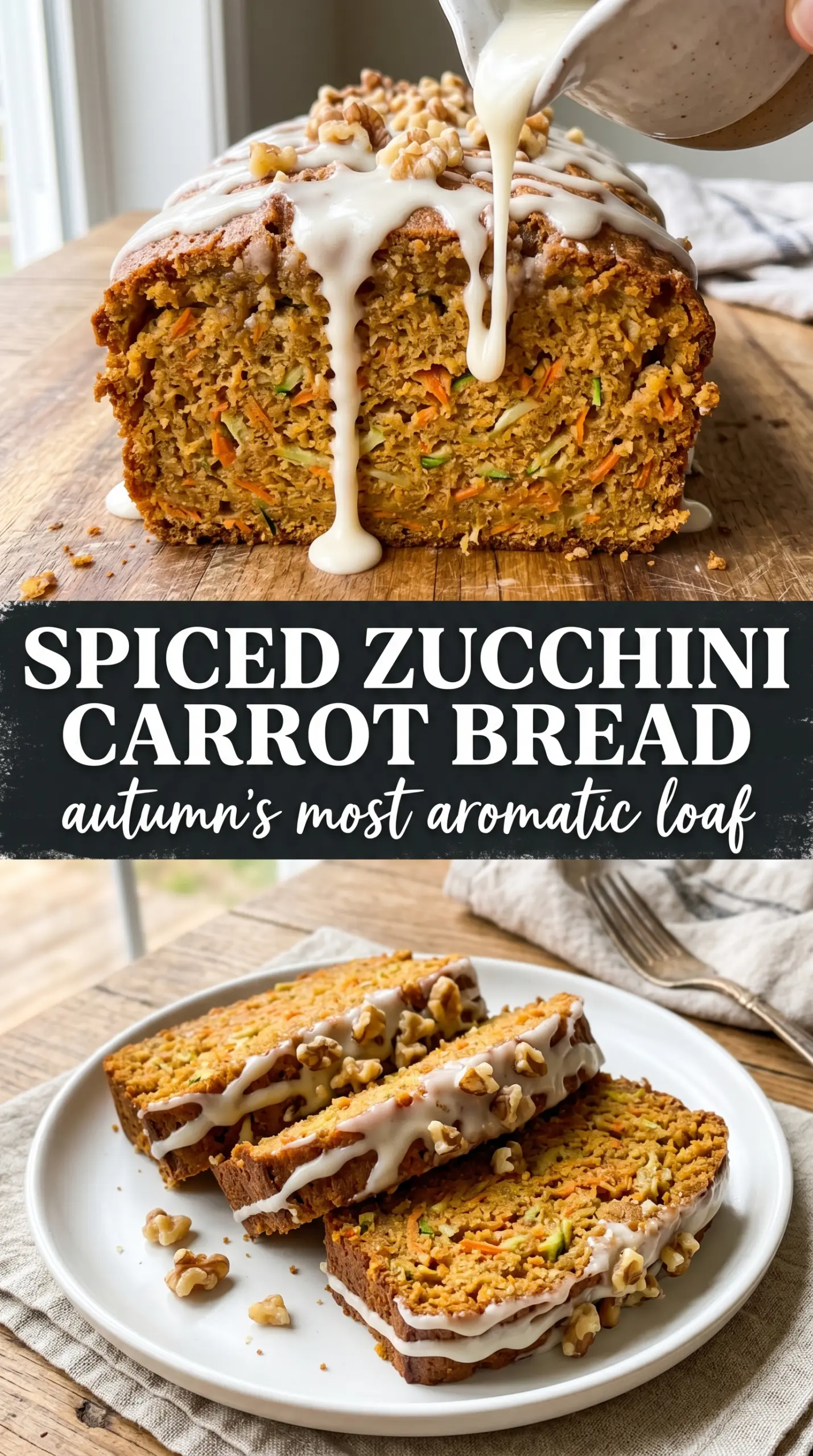 Spiced zucchini carrot bread warm crumb