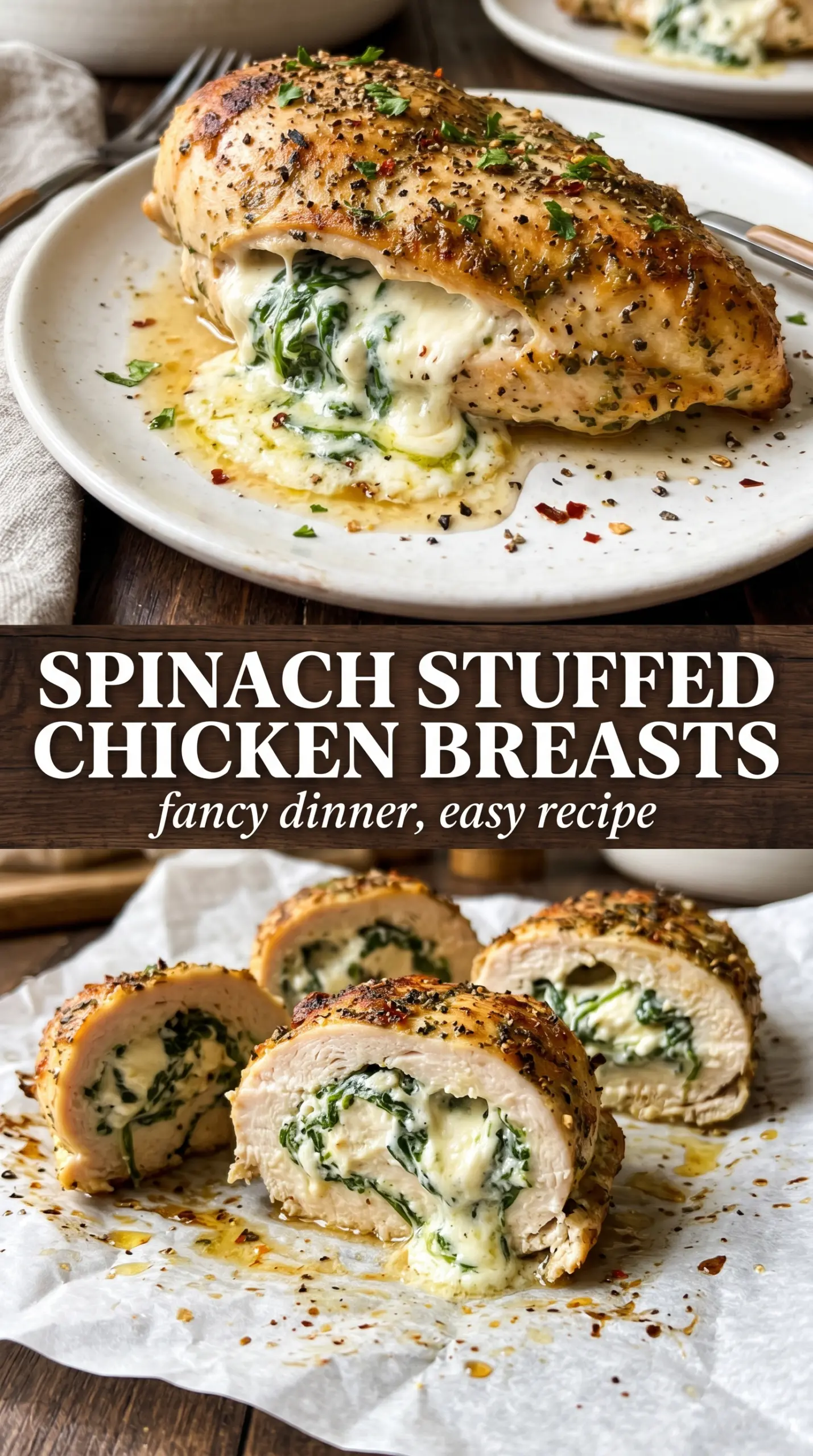 Spinach Stuffed Chicken Breasts creamy golden savory