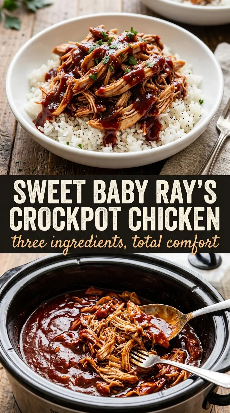 Sweet Baby Ray's crockpot chicken sticky shredded BBQ