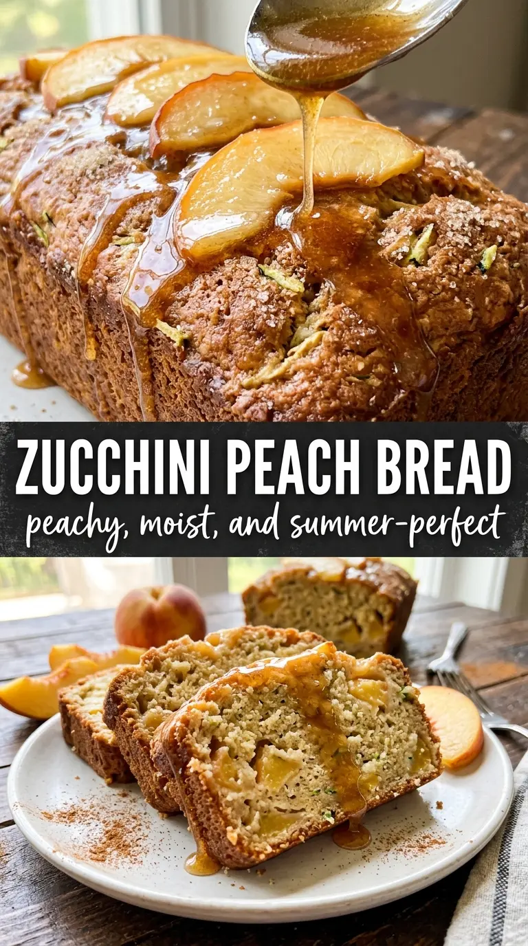 Zucchini peach bread golden crumb juicy