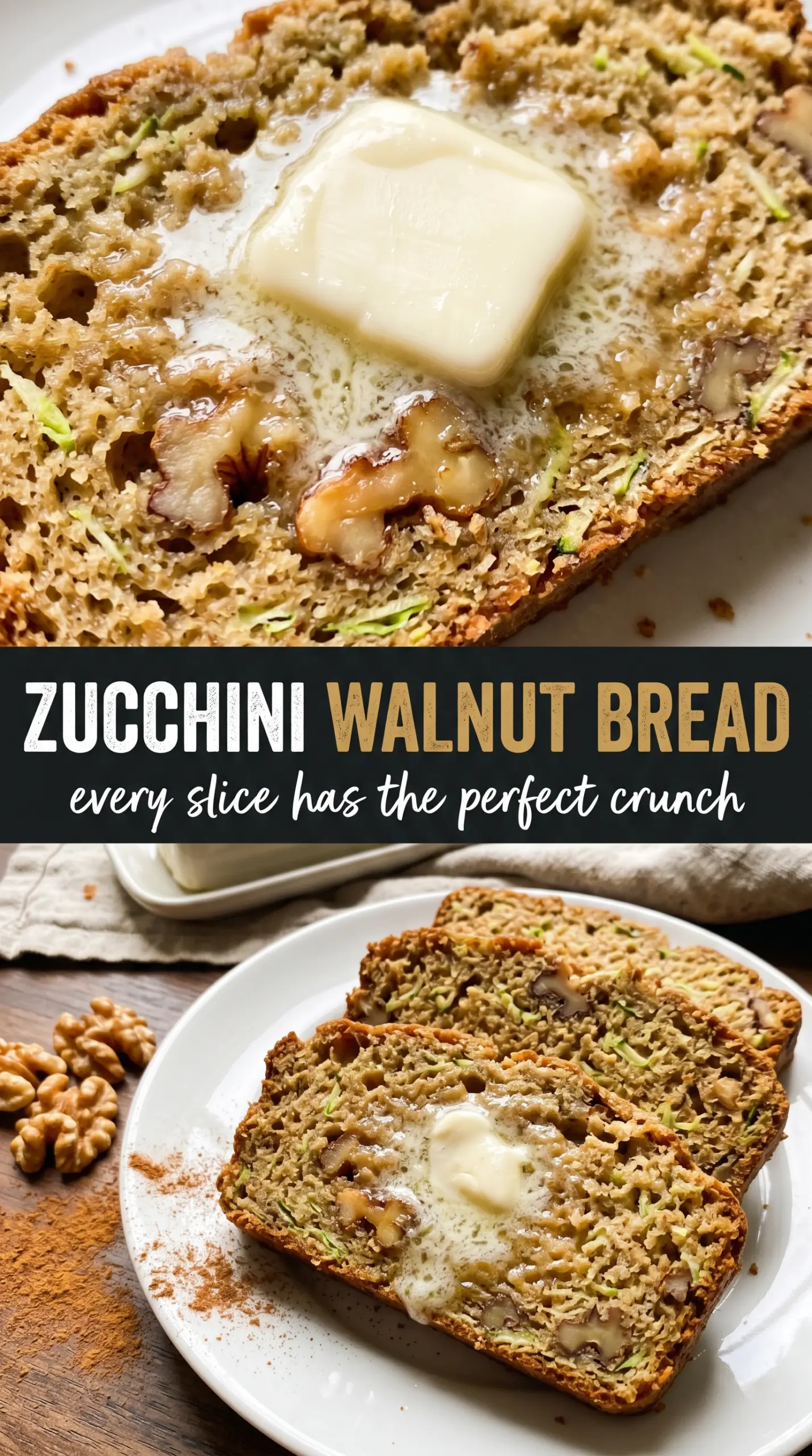 Zucchini walnut bread moist toasted