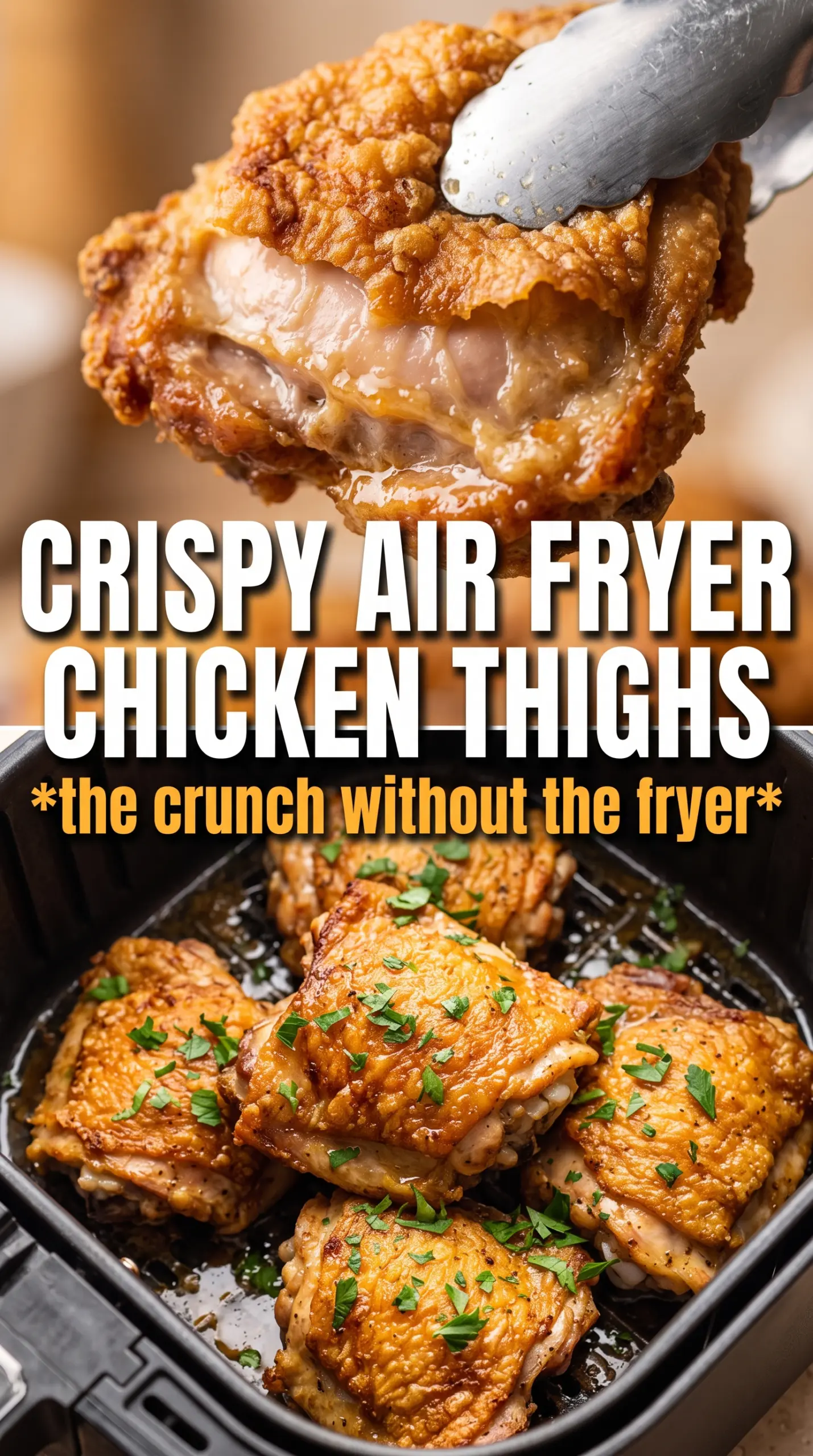 Air fryer chicken thighs crispy golden skin